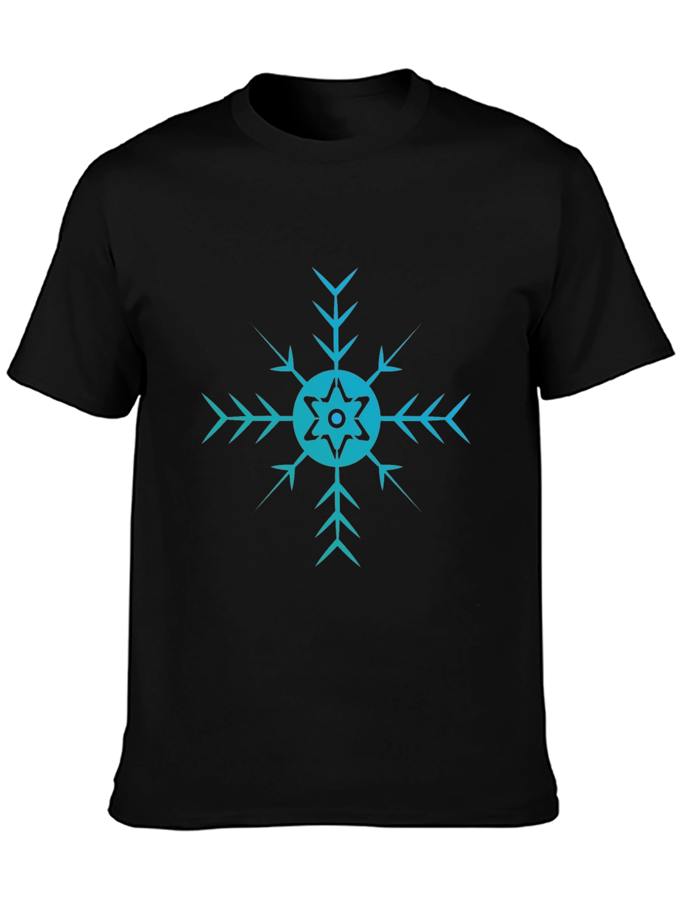 Black Cool Snowflake Graphic Black T-Shirt view 3
