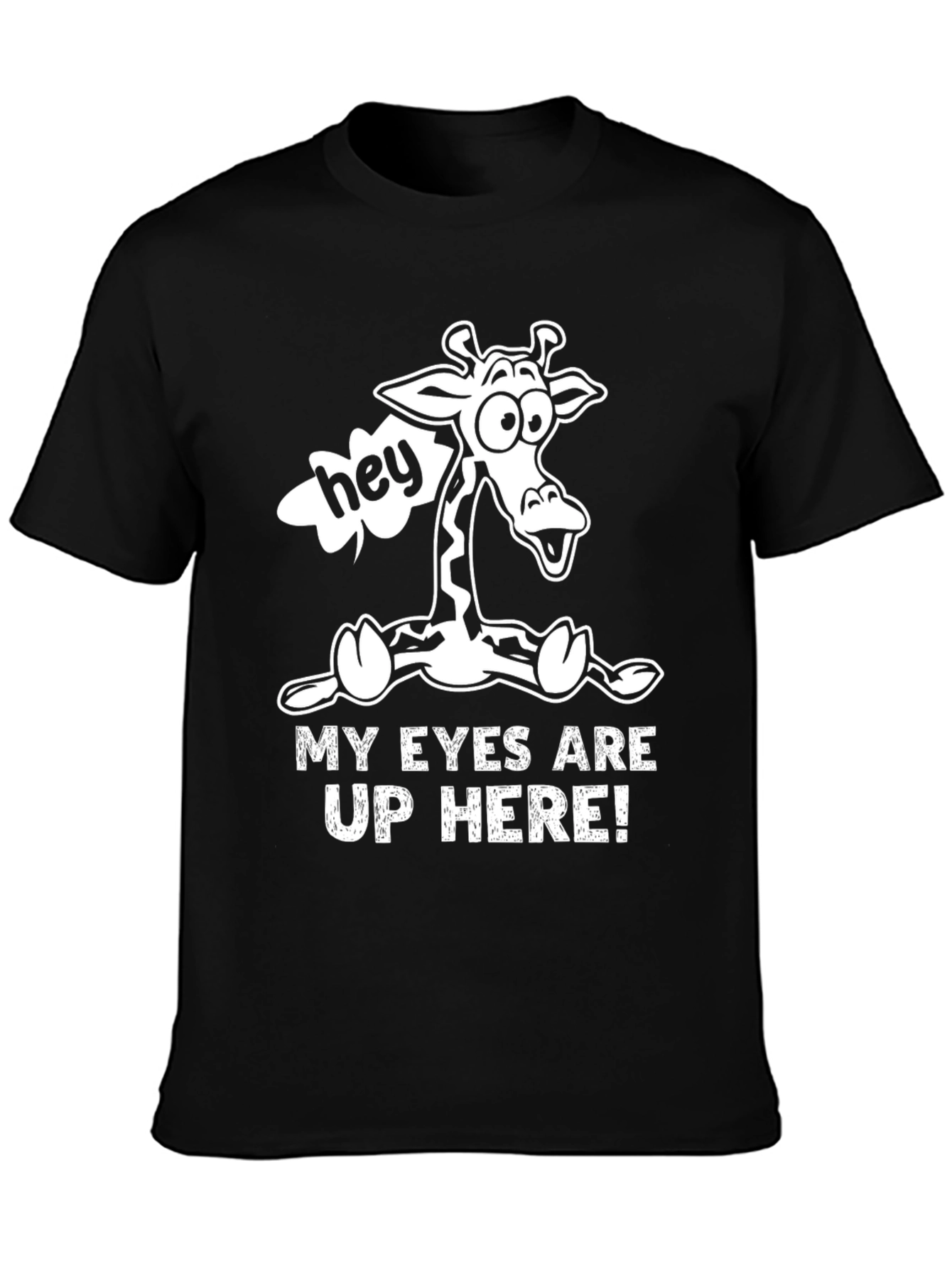 Black Funny Giraffe T-Shirt - My Eyes Are Up Here! view 3