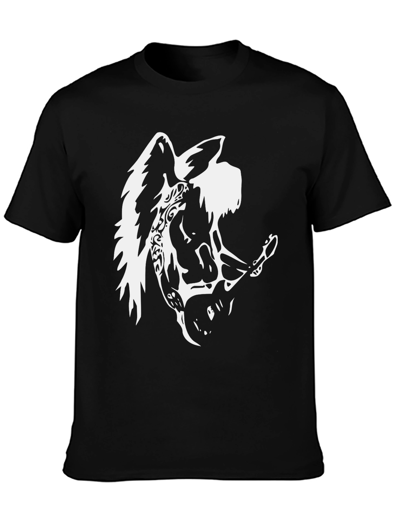 Black Guitar Angel Graphic Tee - Black Cotton Blend view 3