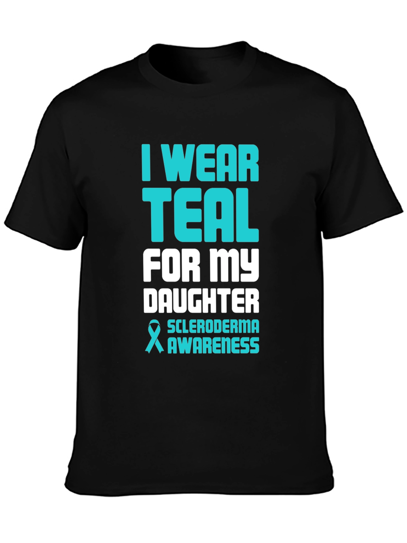Black Teal Scleroderma Awareness T-Shirt view 3