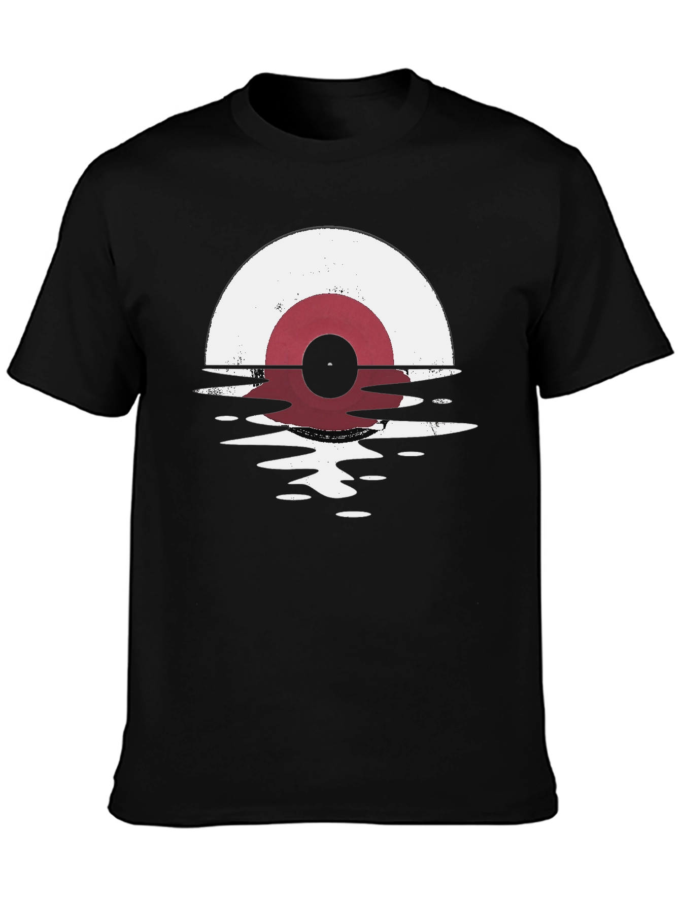 Black Retro Vinyl Record Graphic T-Shirt view 3