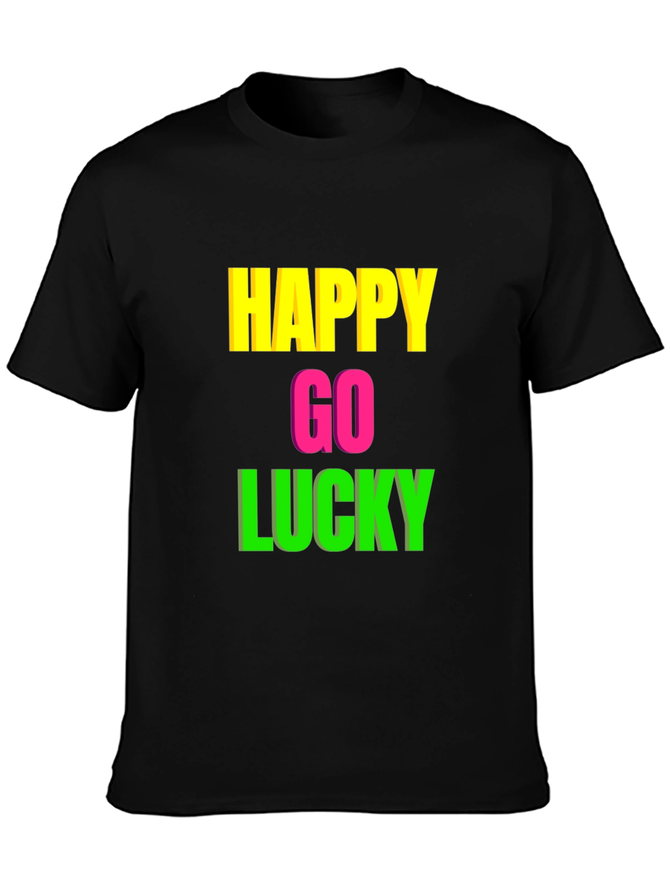Black Happy Go Lucky Graphic Tee - Black T-Shirt view 3
