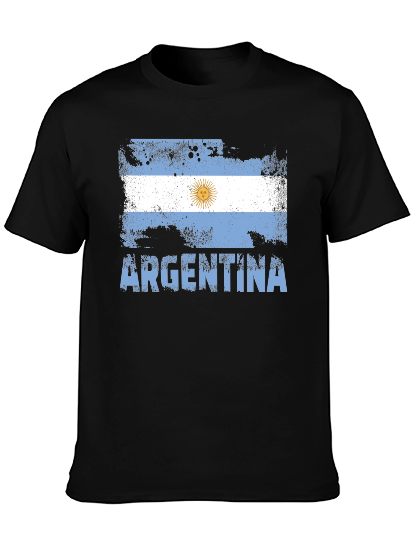 Black Argentina Flag T-Shirt - Distressed Design view 3