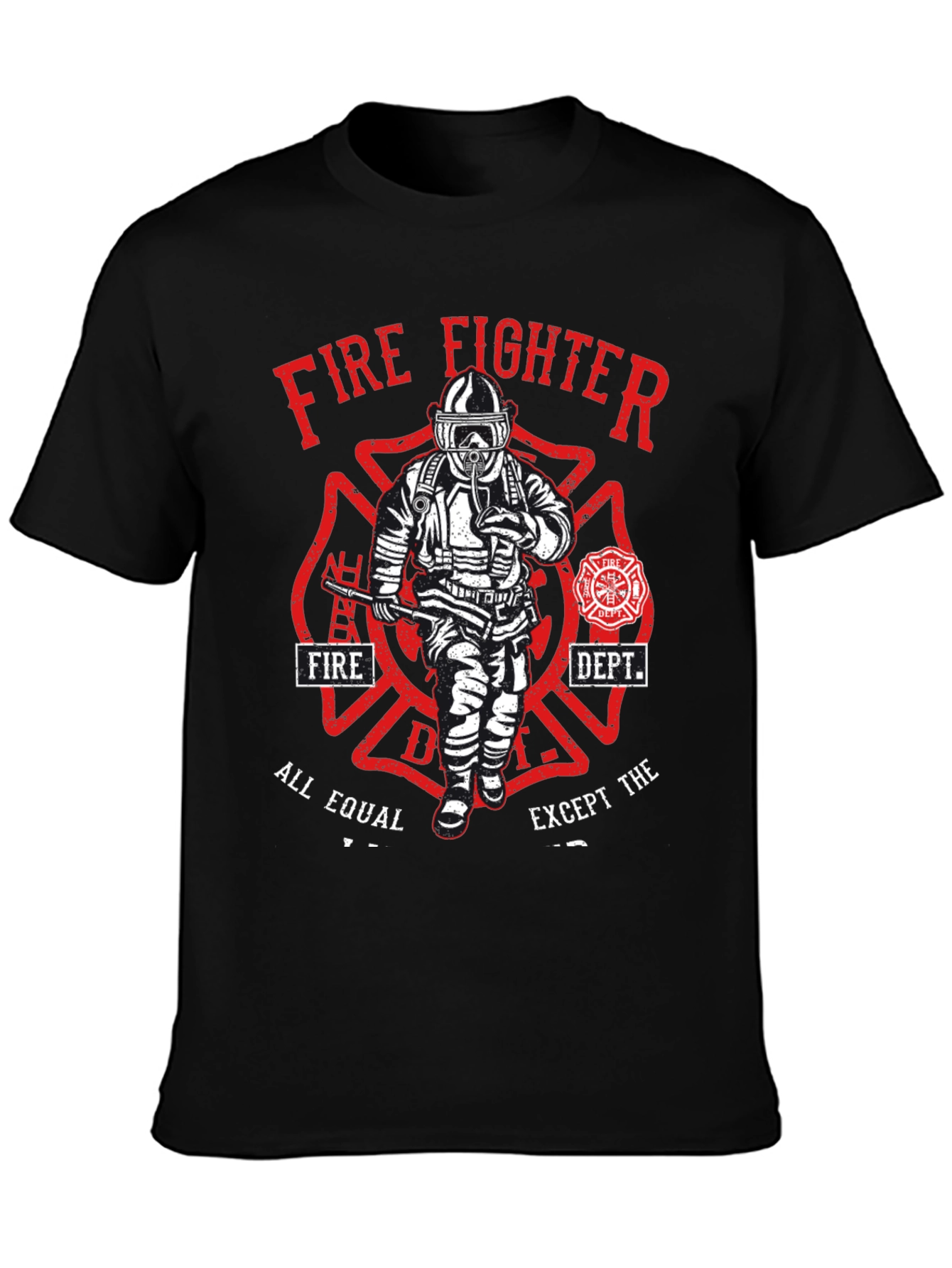 Black Firefighter Graphic T-Shirt - All Equal Except view 3