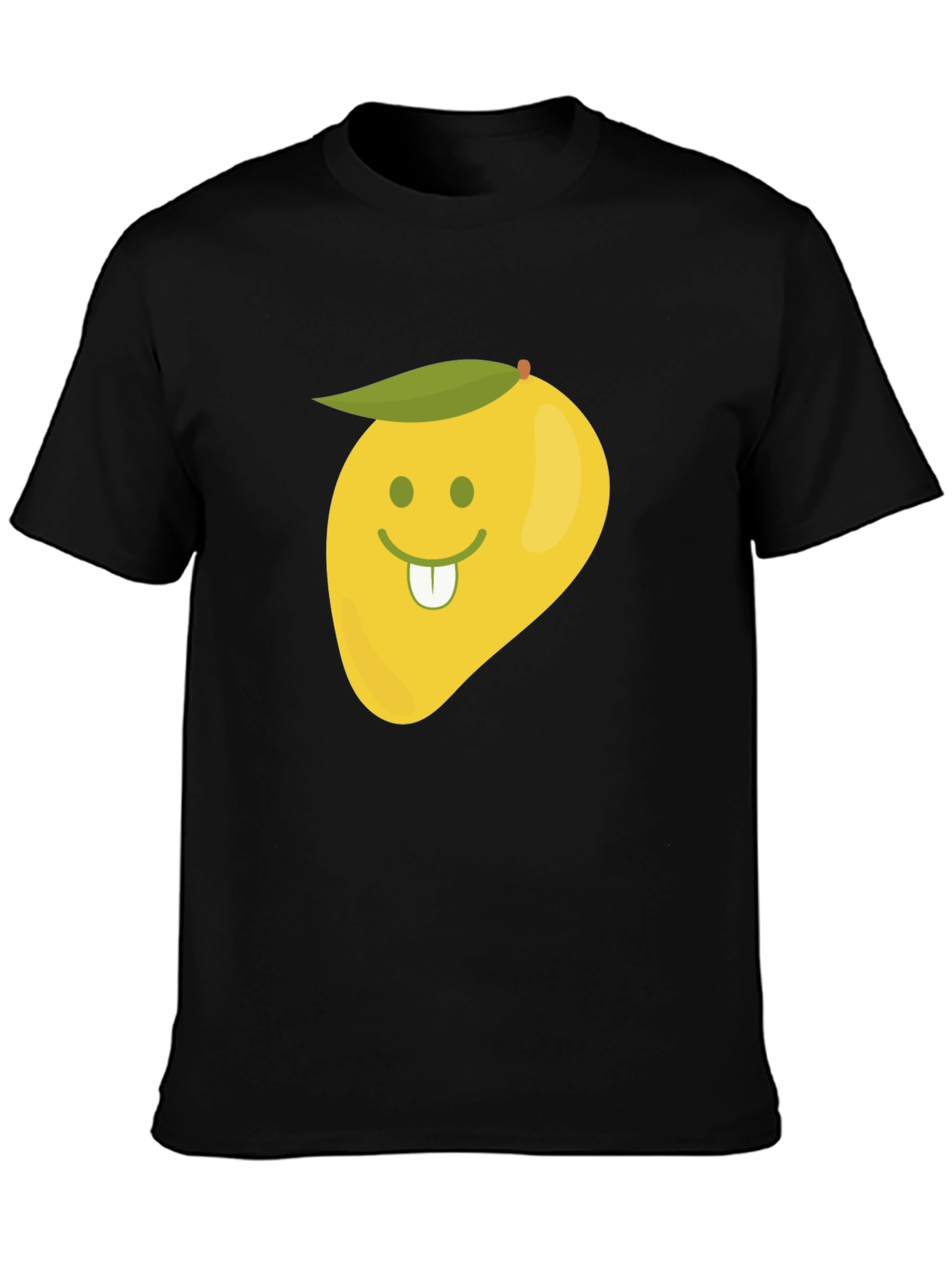 Black Funny Mango Face Graphic Black T-Shirt view 3