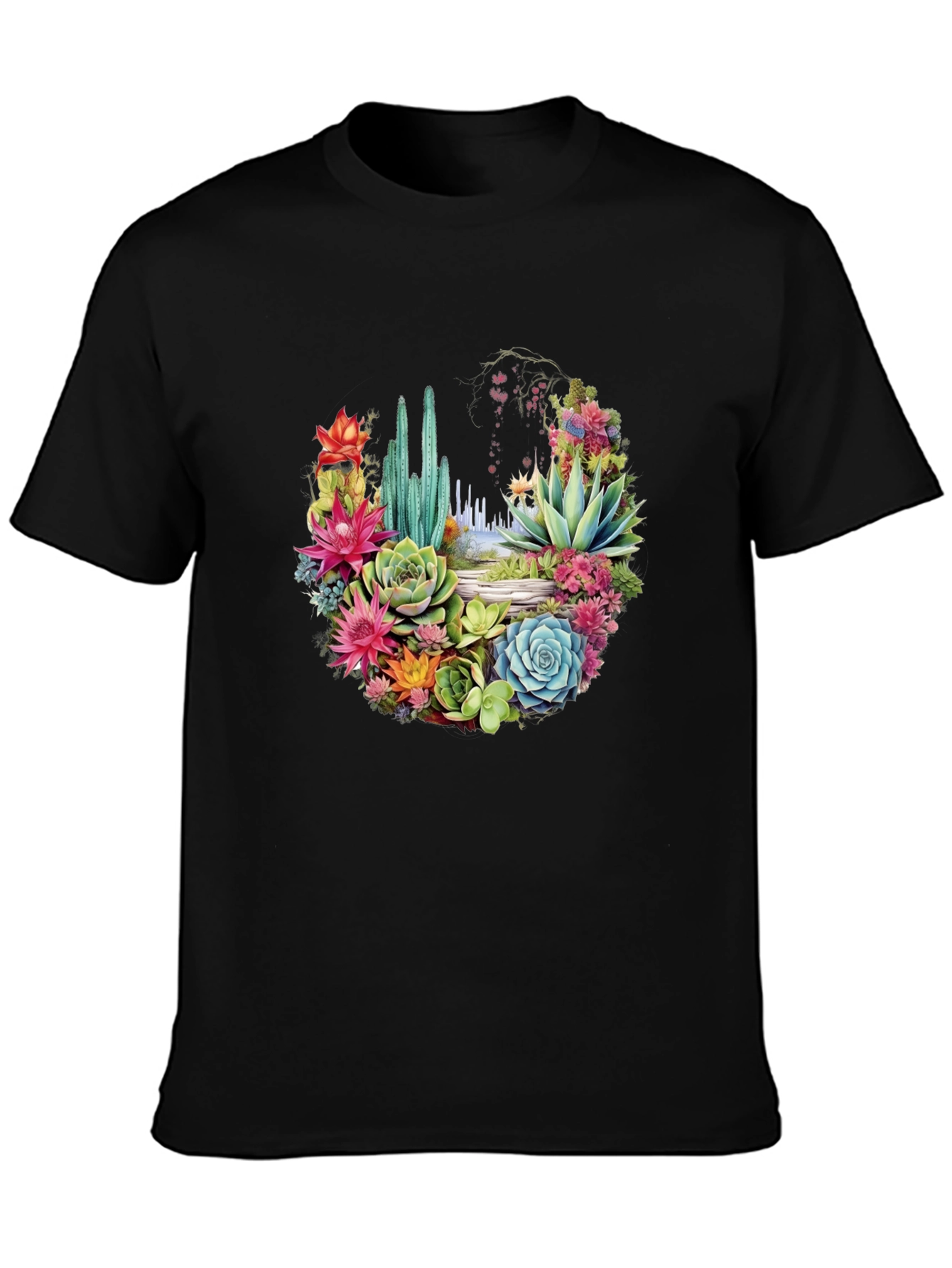 Black Floral Cactus Graphic Tee view 3