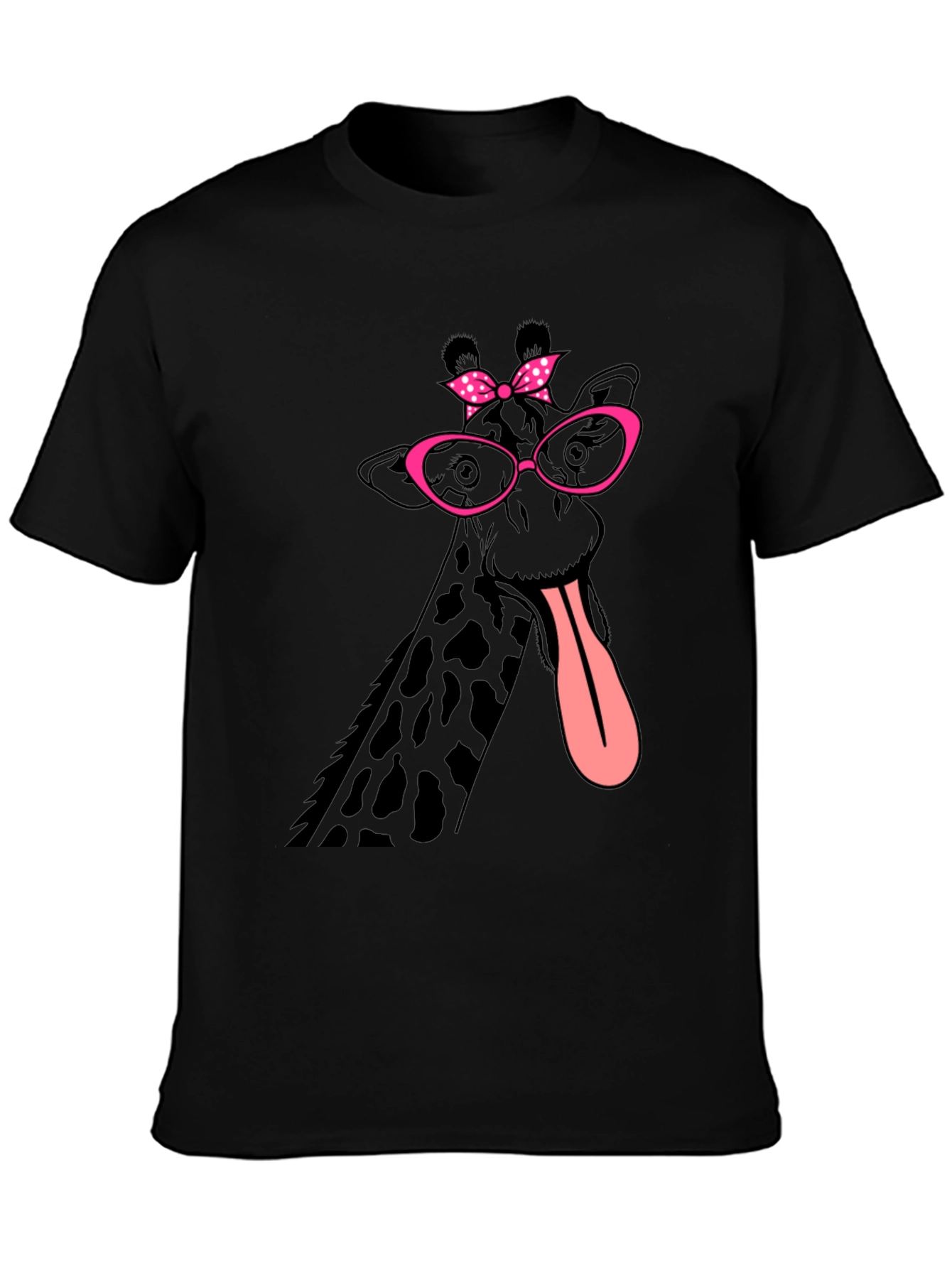 Black Giraffe with Glasses Graphic T-Shirt view 3
