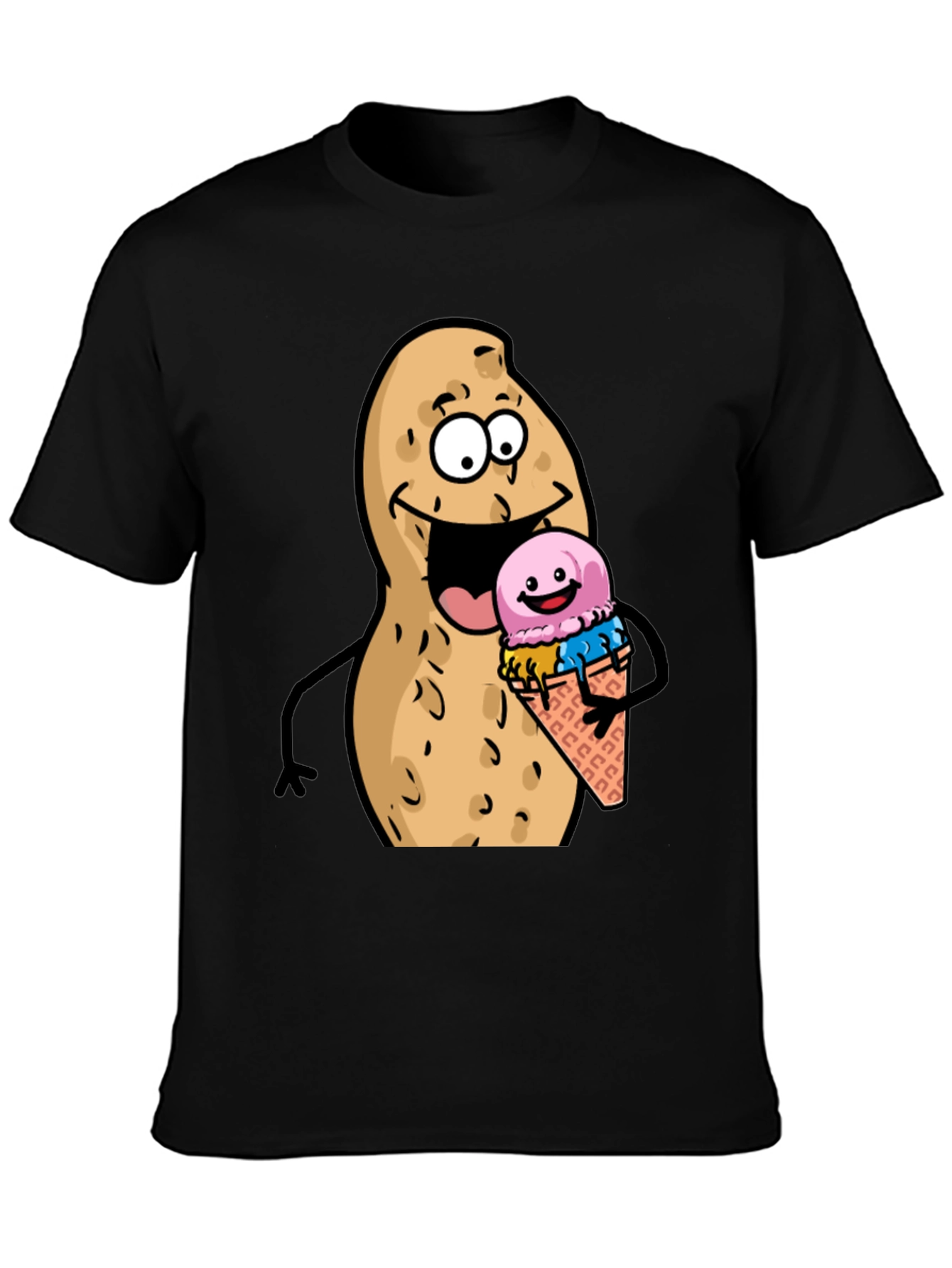 Black Funny Peanut Ice Cream Black T-Shirt view 3