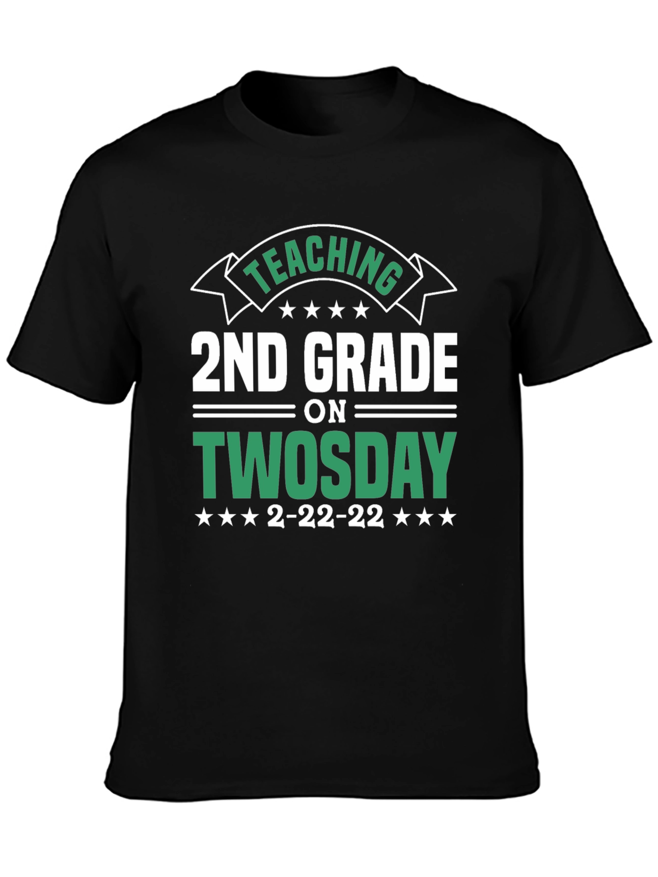 Black Teaching 2nd Grade on Twosday T-Shirt view 3