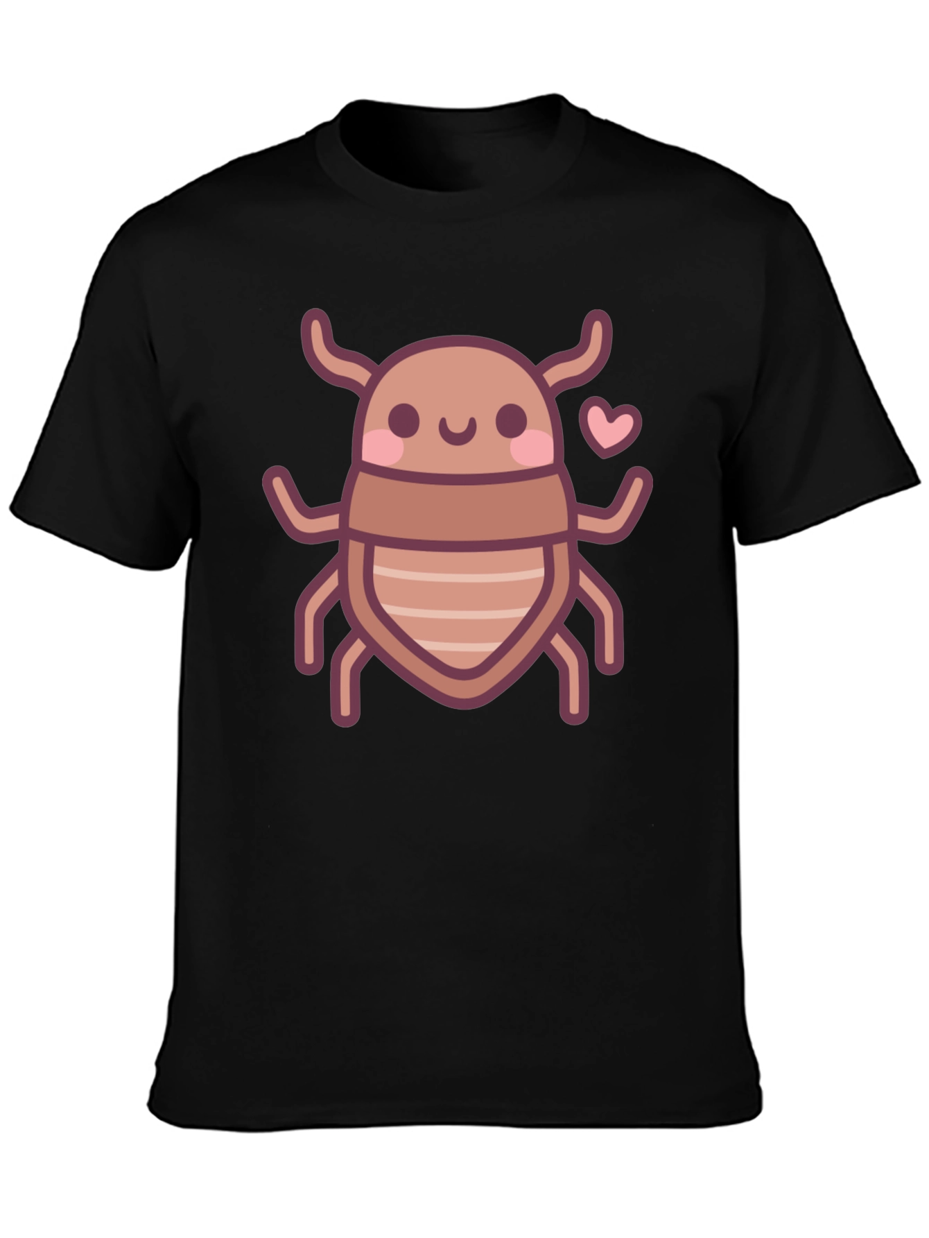 Black Cute Bug Graphic Tee - Black Cotton T-Shirt view 3