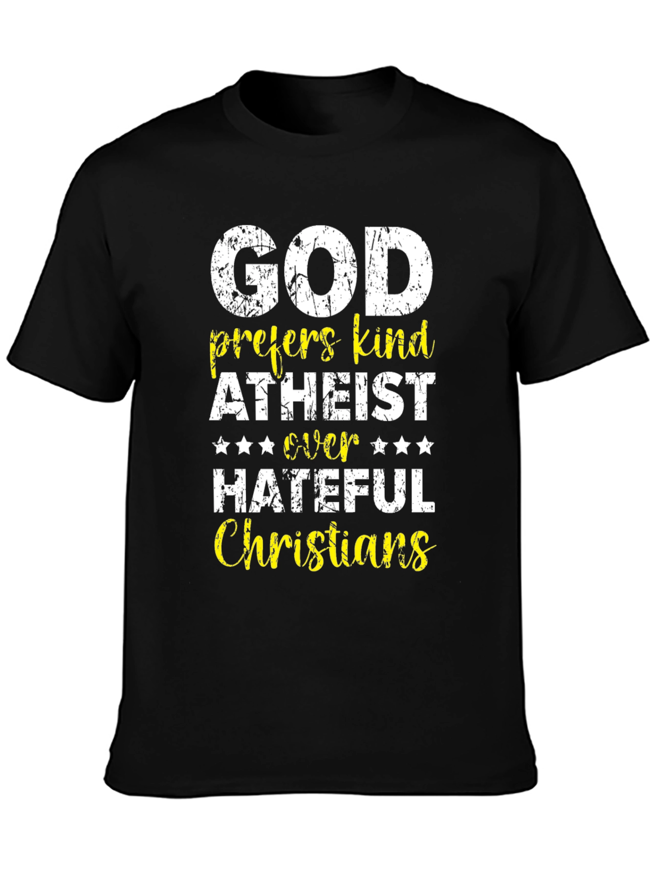 Black God Prefers Kind Atheist T-Shirt view 3