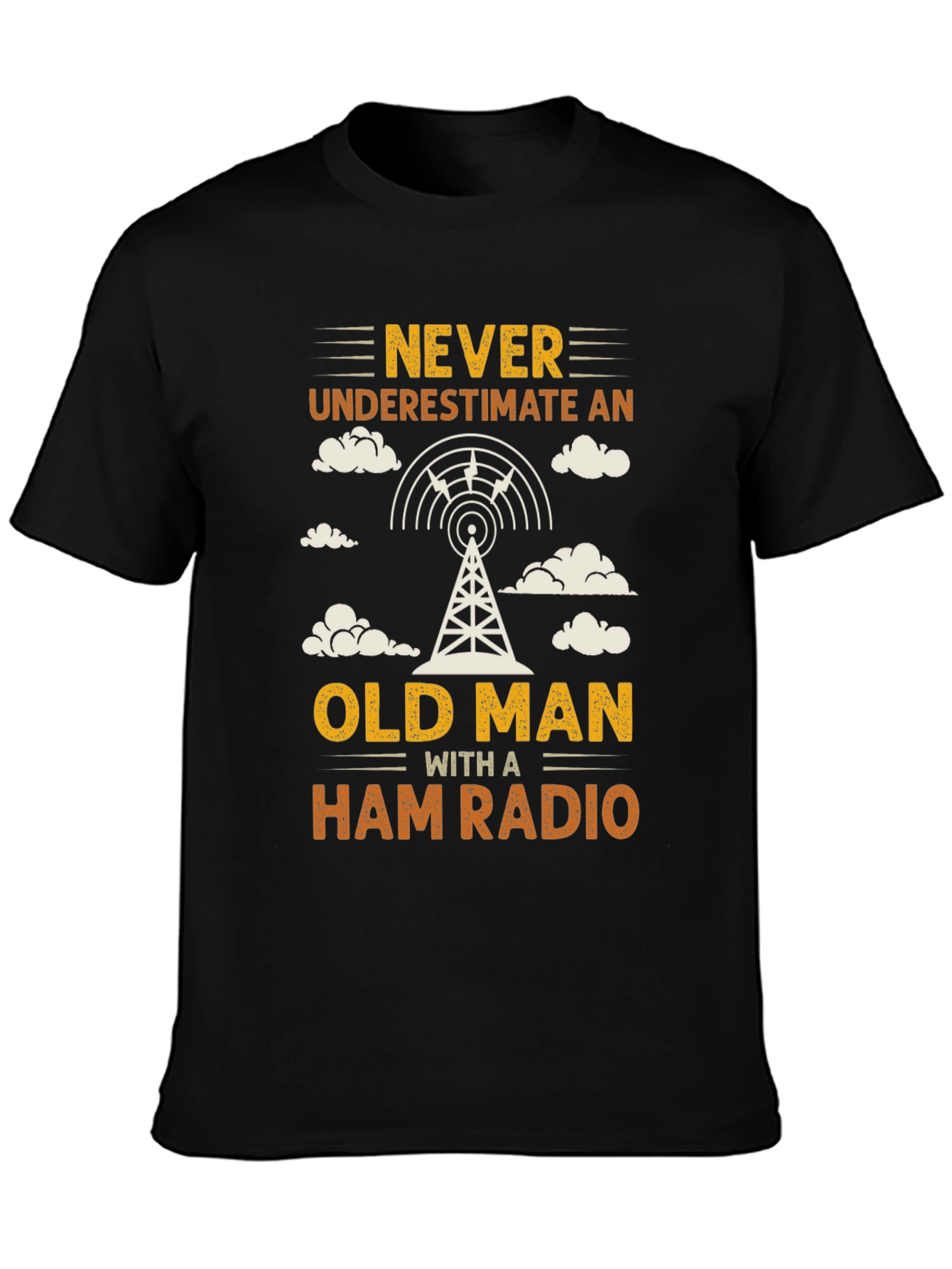 Black Never Underestimate an Old Man with a Ham Radio T-Shirt view 3
