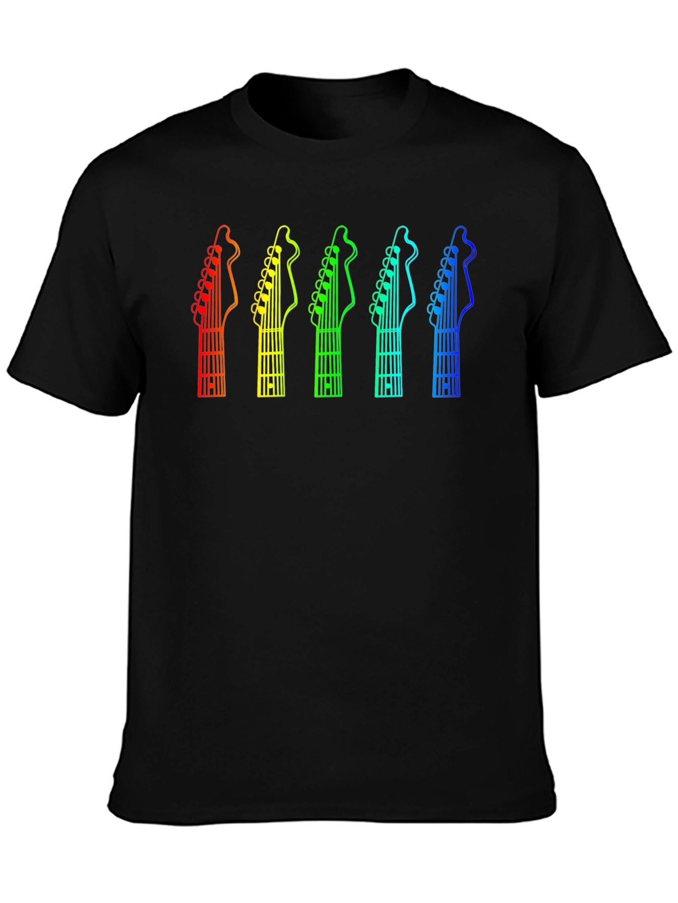 Black Rainbow Guitar Headstock T-Shirt - Music Lover Tee view 3
