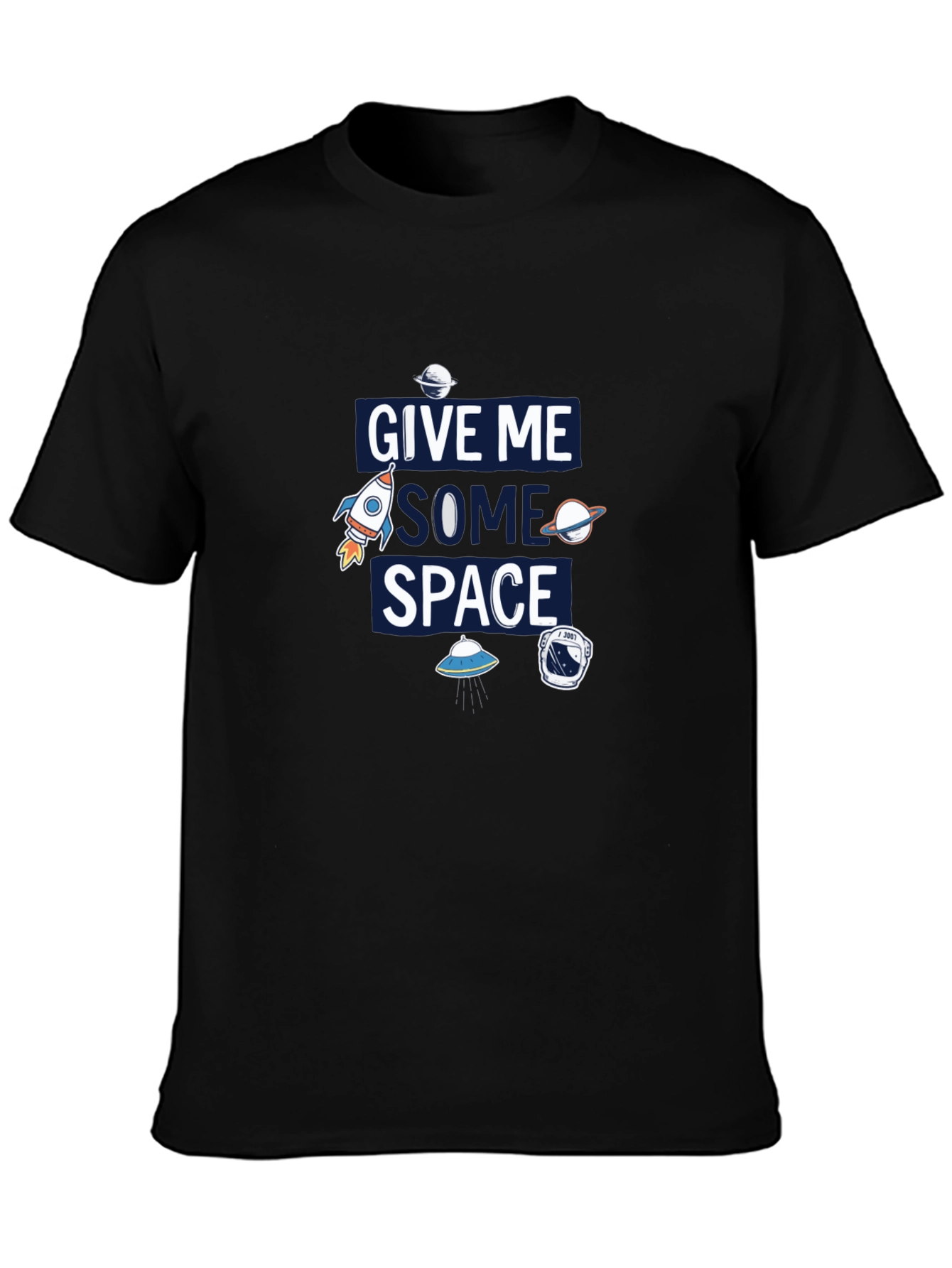 Black Give Me Some Space Graphic T-Shirt view 3