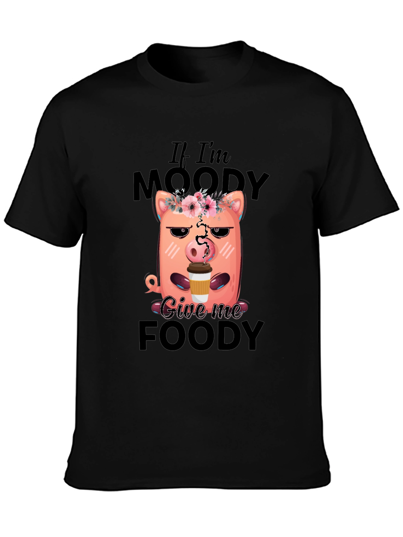 Black Moody Pig Coffee Graphic Tee view 3