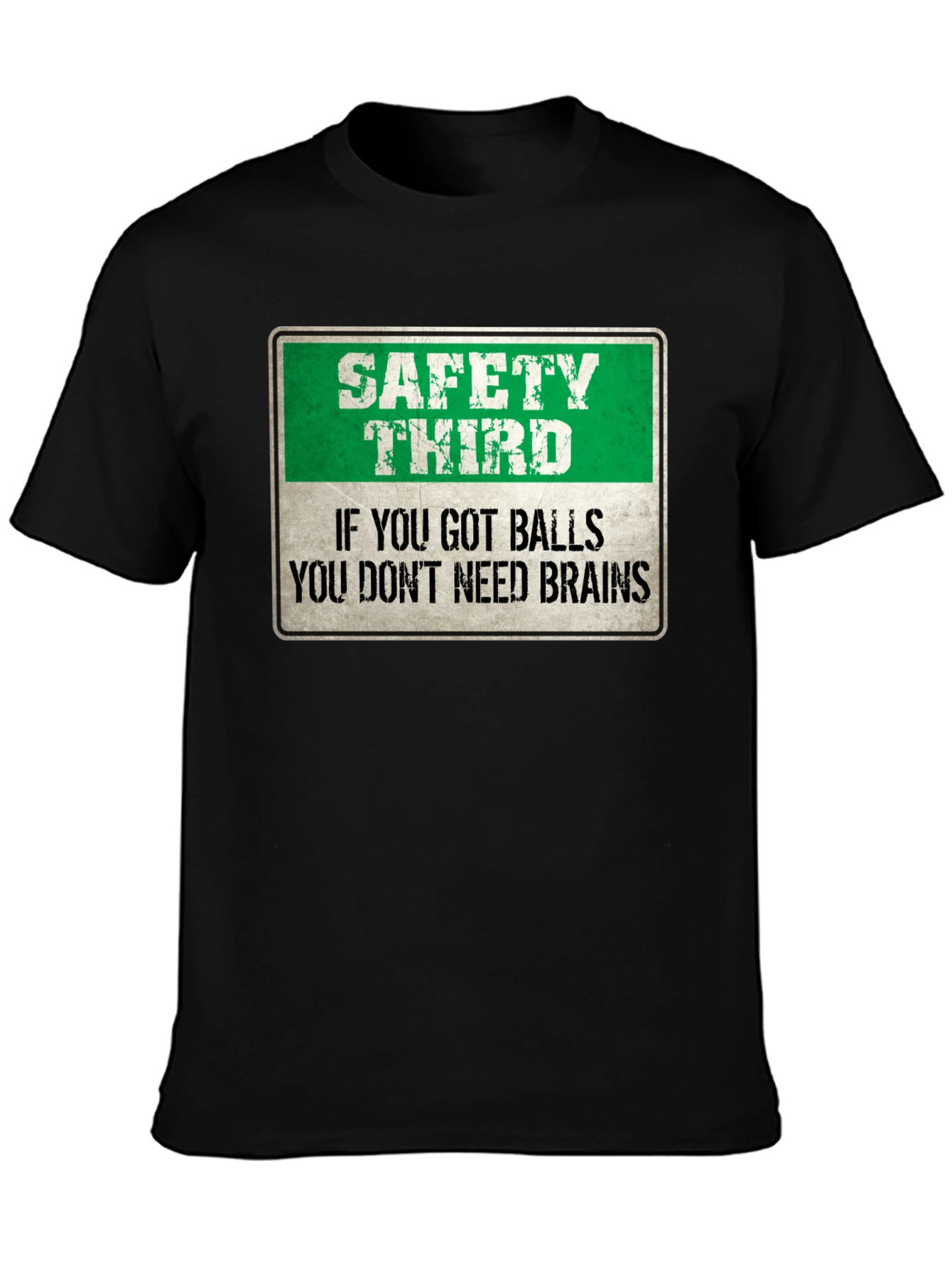 Black Safety Third Graphic Tee - Humorous Mens T-Shirt view 3