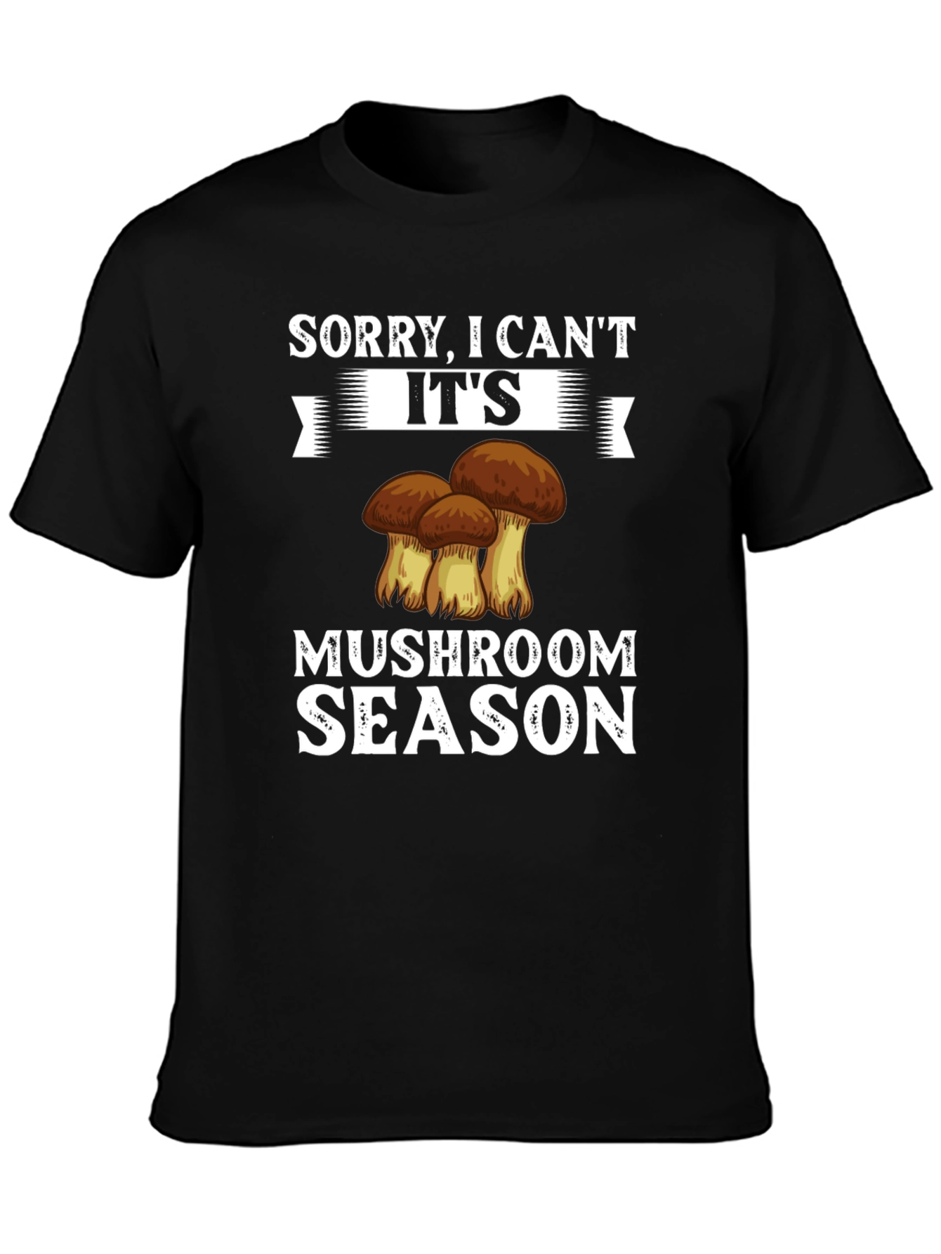 Black Mushroom Season Graphic Tee - Funny Casual Shirt view 3