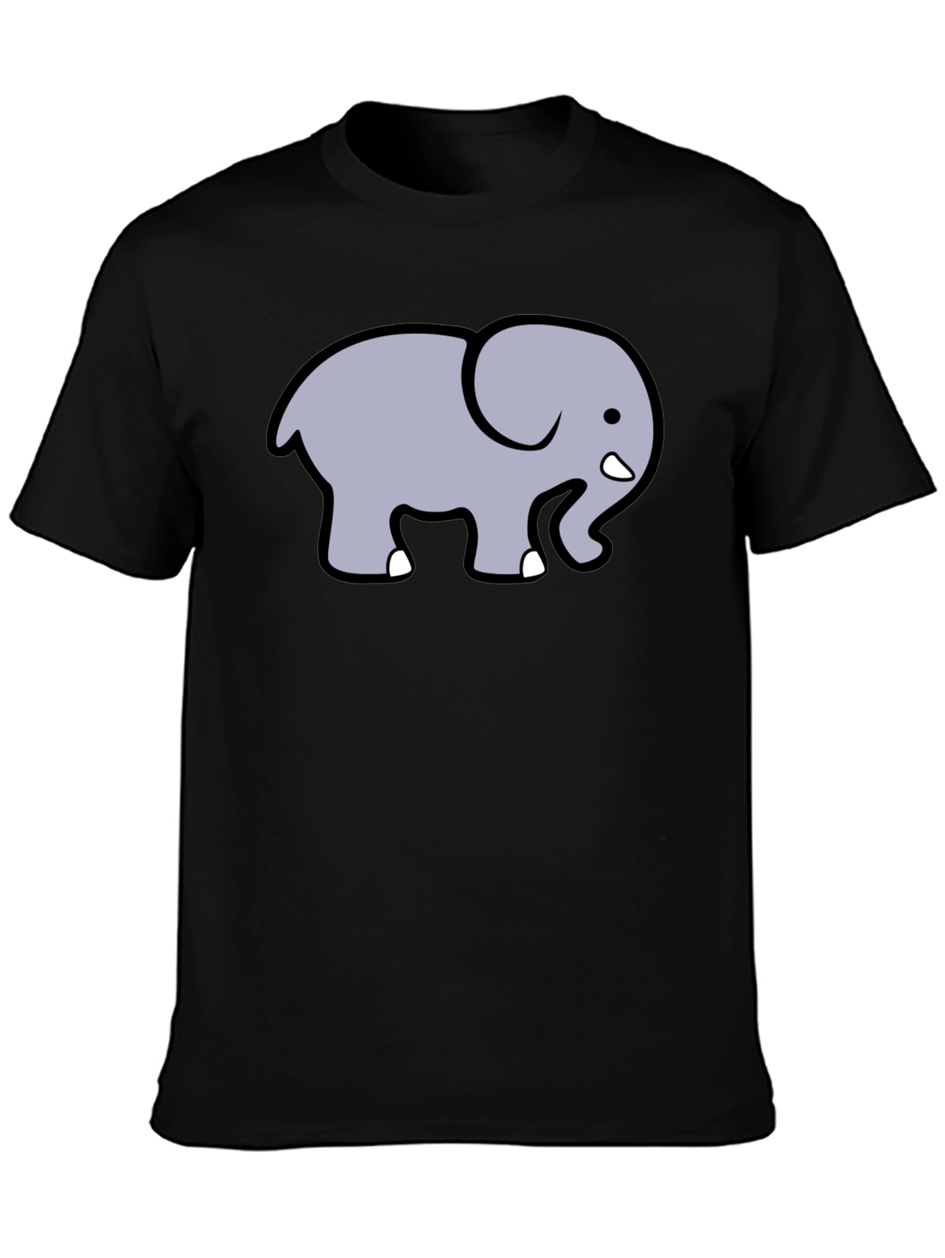 Black Cute Elephant Graphic T-Shirt - Black Cotton Tee view 3