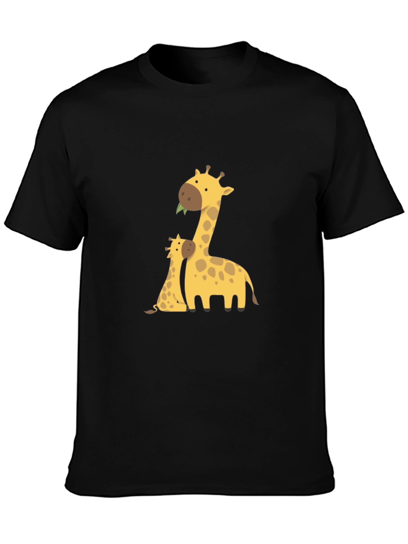 Black Giraffe Family Graphic Print Black T-Shirt view 3