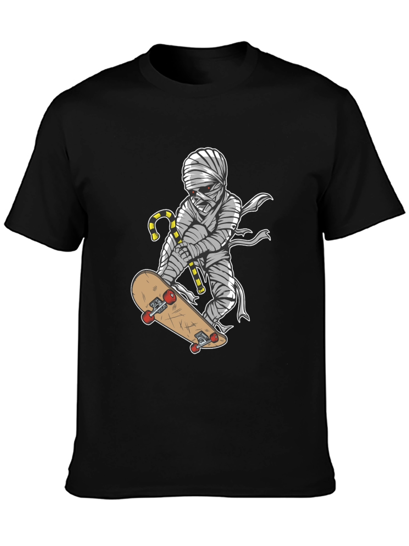 Black Mummy Skateboarder Graphic T-Shirt - Cool Halloween Tee view 3