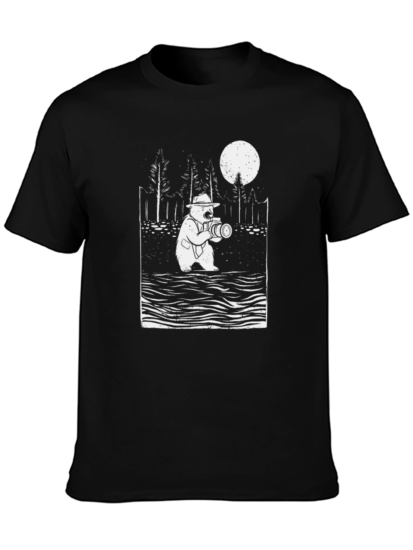 Black Bear Photographer Graphic Tee - Men's Black T-Shirt view 3