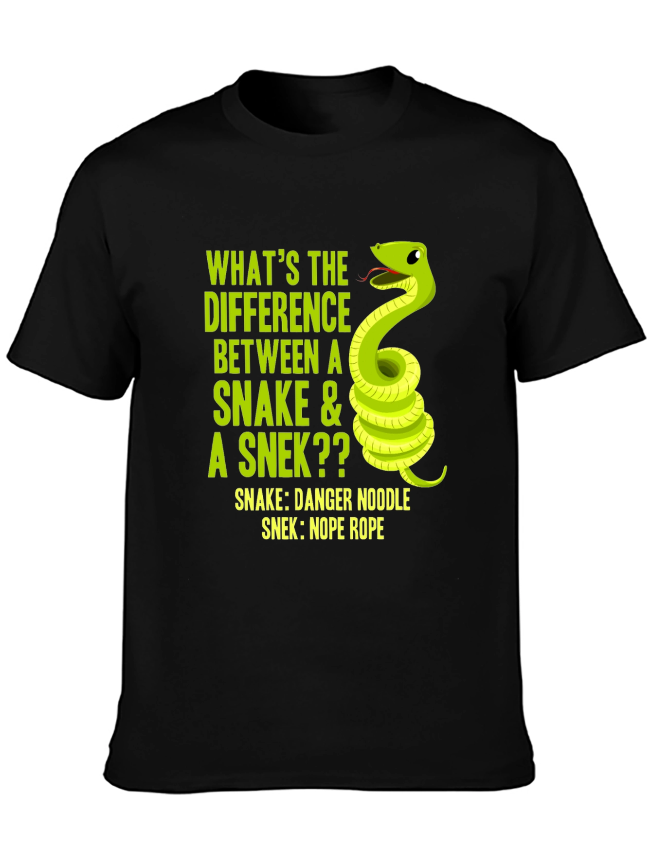 Black Funny Snake vs Snek T-Shirt, Danger Noodle Tee view 3