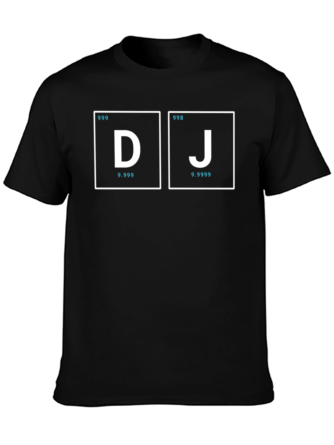 Black DJ Periodic Table Style Black T-Shirt view 3