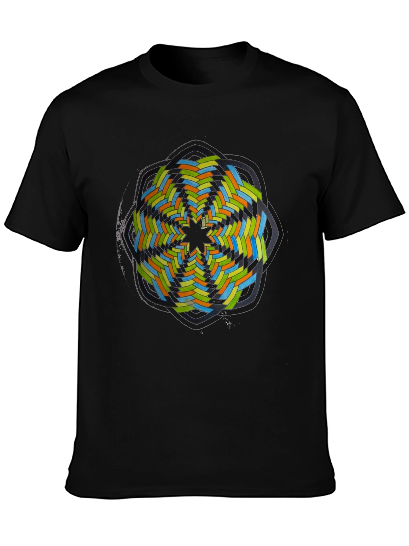 Black Abstract Geometric Graphic Tee - Black view 3