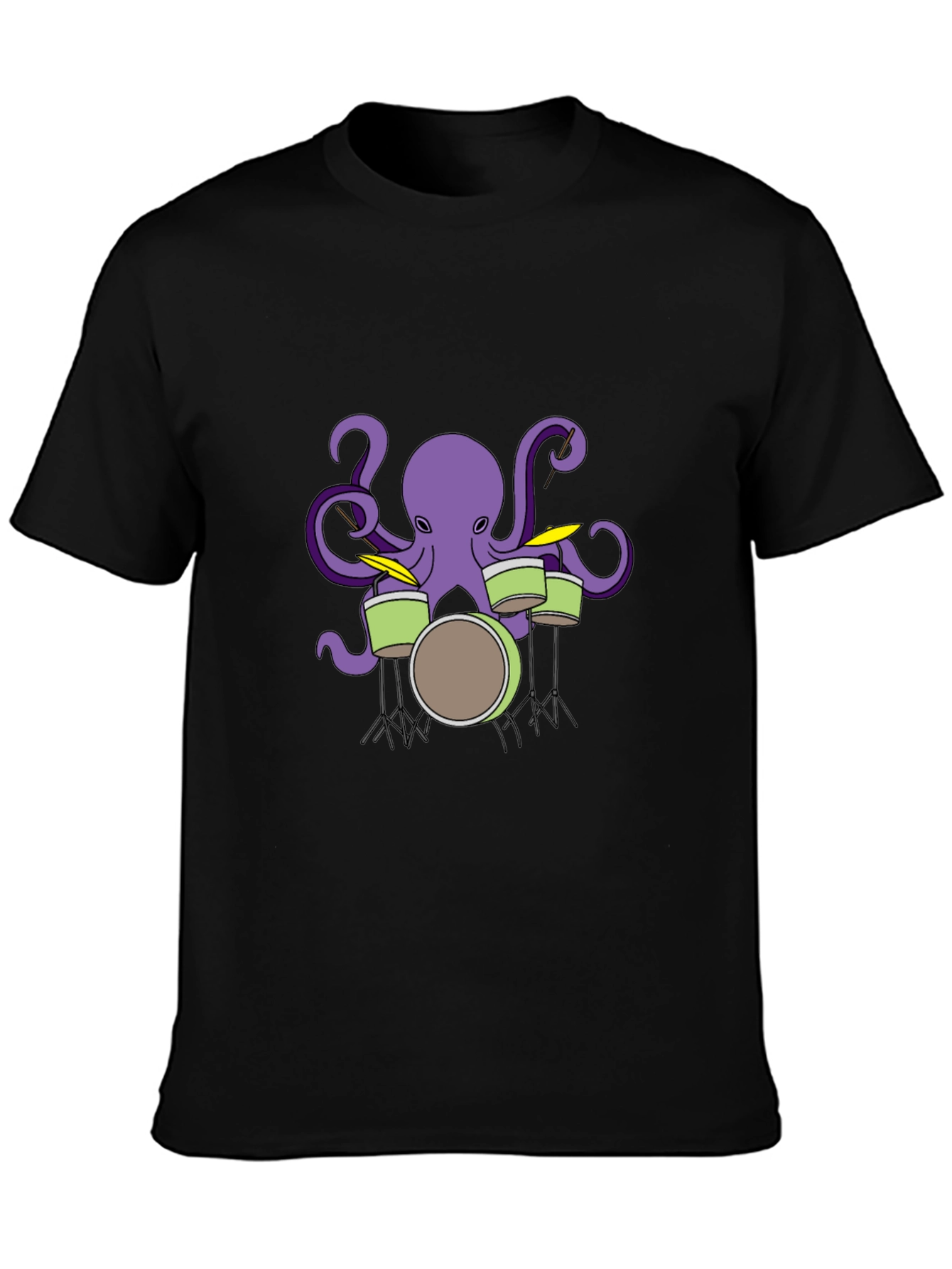 Black Octopus Drummer Graphic T-Shirt - Black view 3