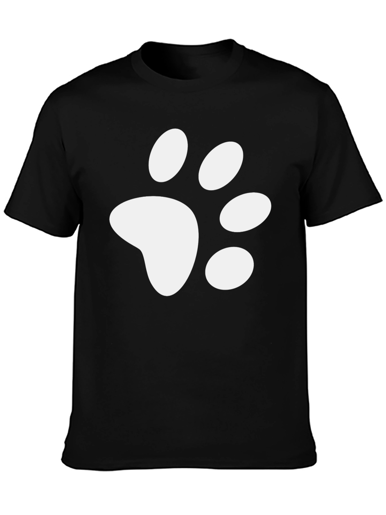 Black Paw Print Graphic Tee - Casual Black T-Shirt view 3