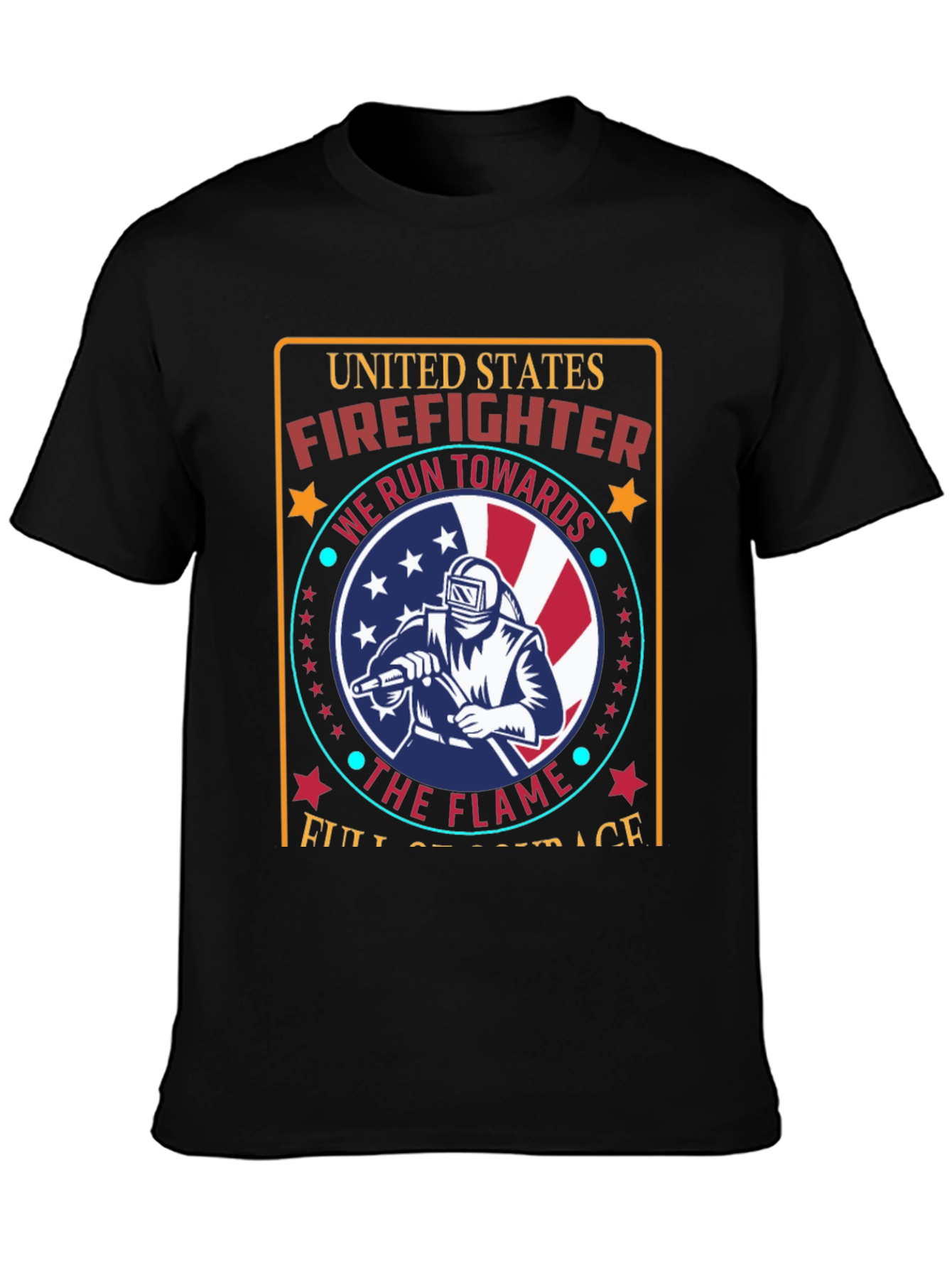 Black United States Firefighter Graphic Tee view 3