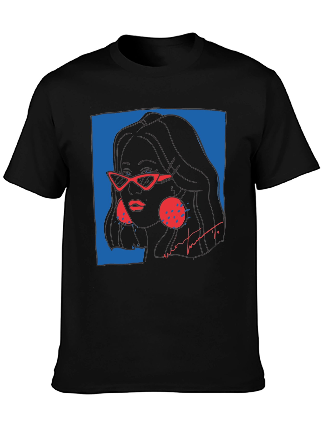 Black Stylish Graphic Print Tee - Modern Woman Portrait view 3