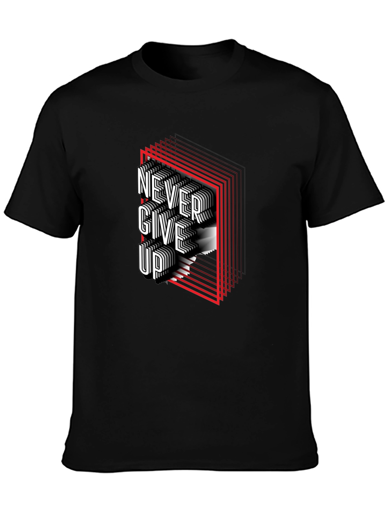 Never Give Up Graphic Print T-Shirt - 3