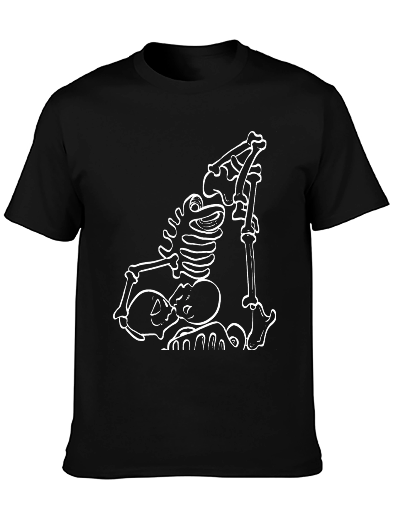 Black Skeleton Kissing T-Shirt - Black Cotton Graphic Tee view 3