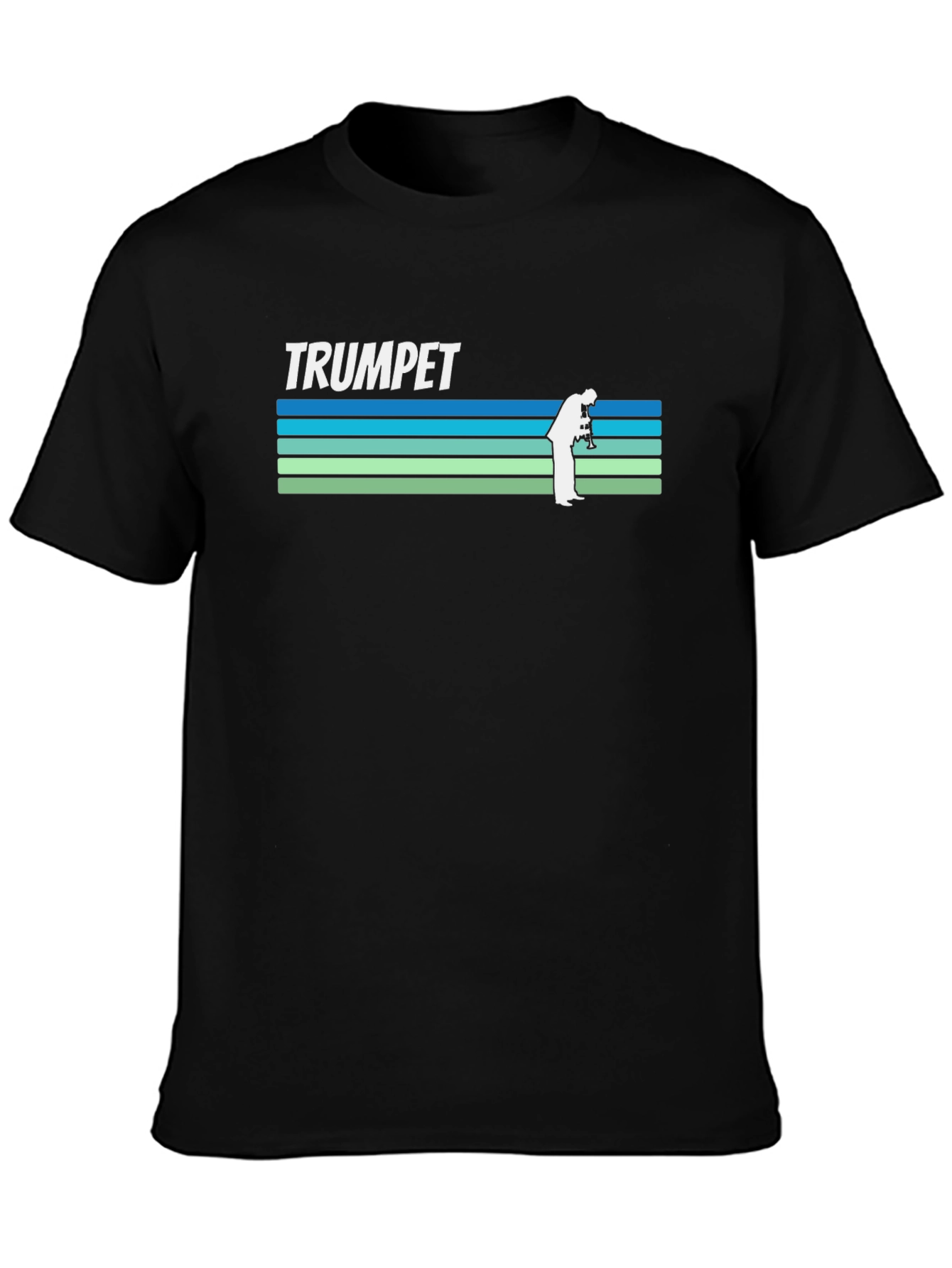Black Retro Trumpet Player T-Shirt view 3