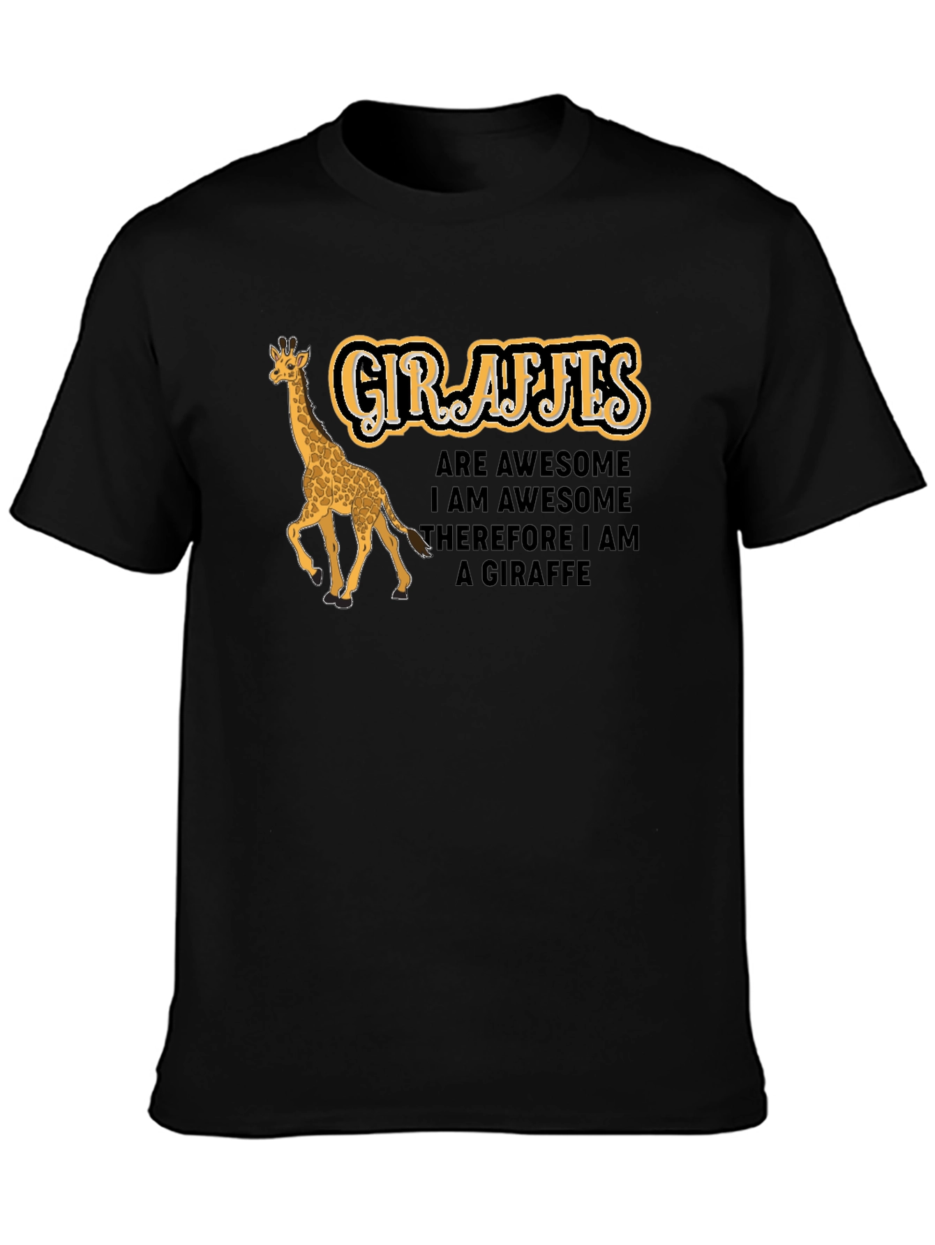 Black Giraffe Humor Black T-Shirt - Awesome Giraffe Lover Tee view 3