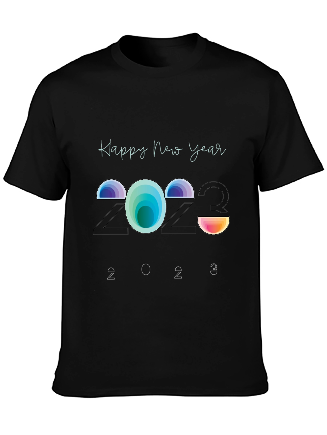 Black Happy New Year 2023 Graphic Tee view 3
