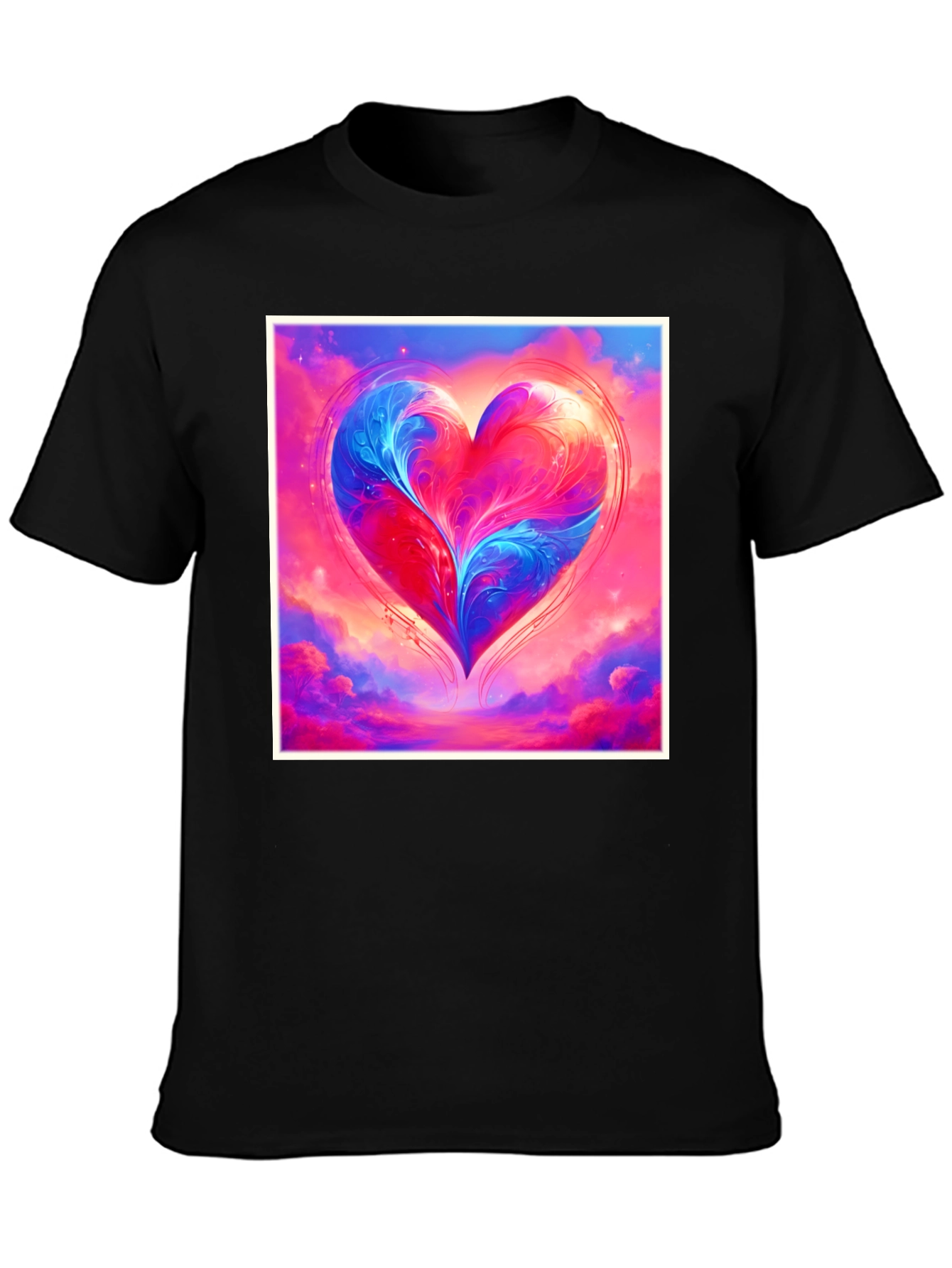 Black Heart Art Tee - Abstract Love Design view 3