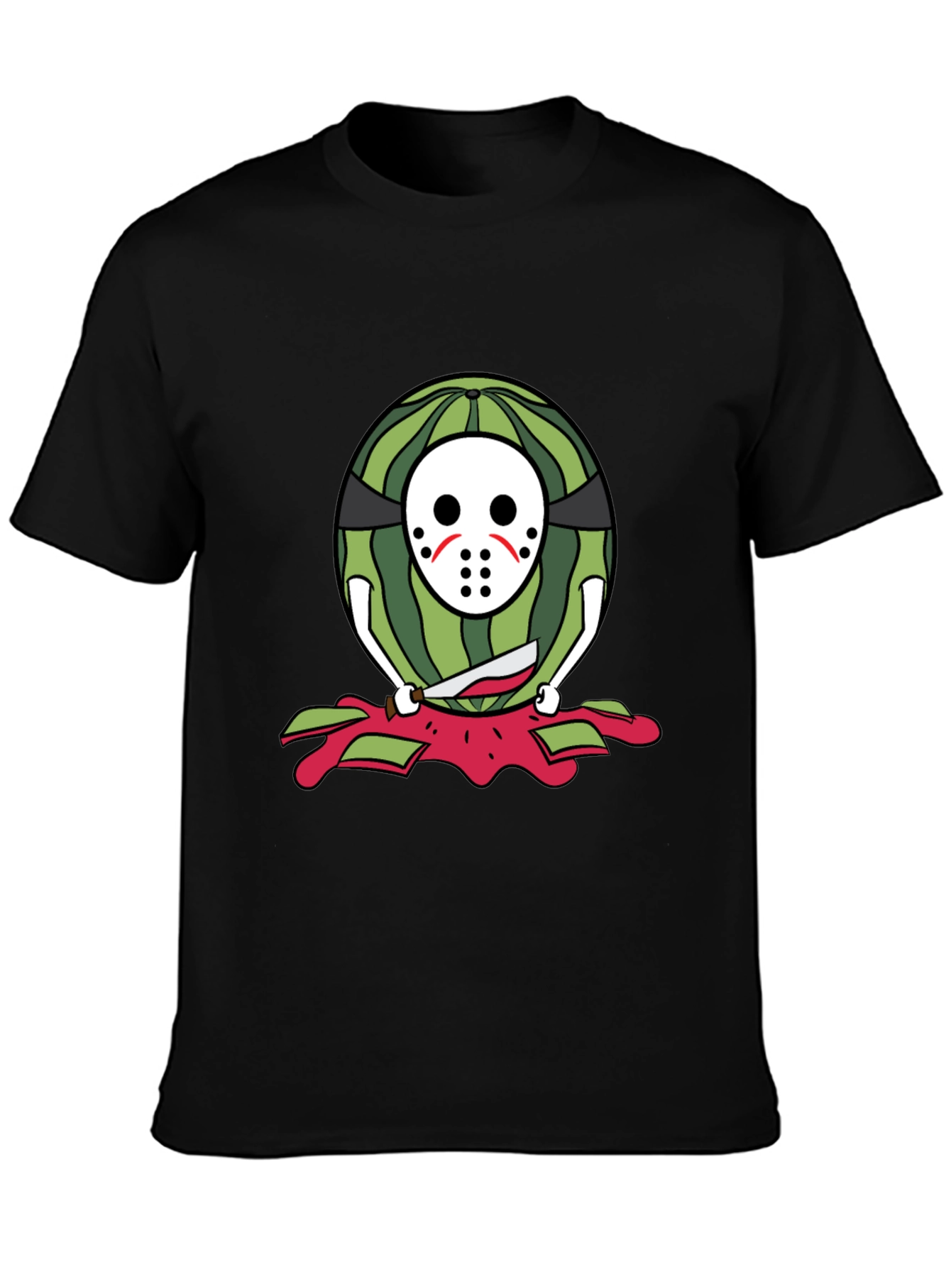 Black Watermelon Horror T-Shirt view 3
