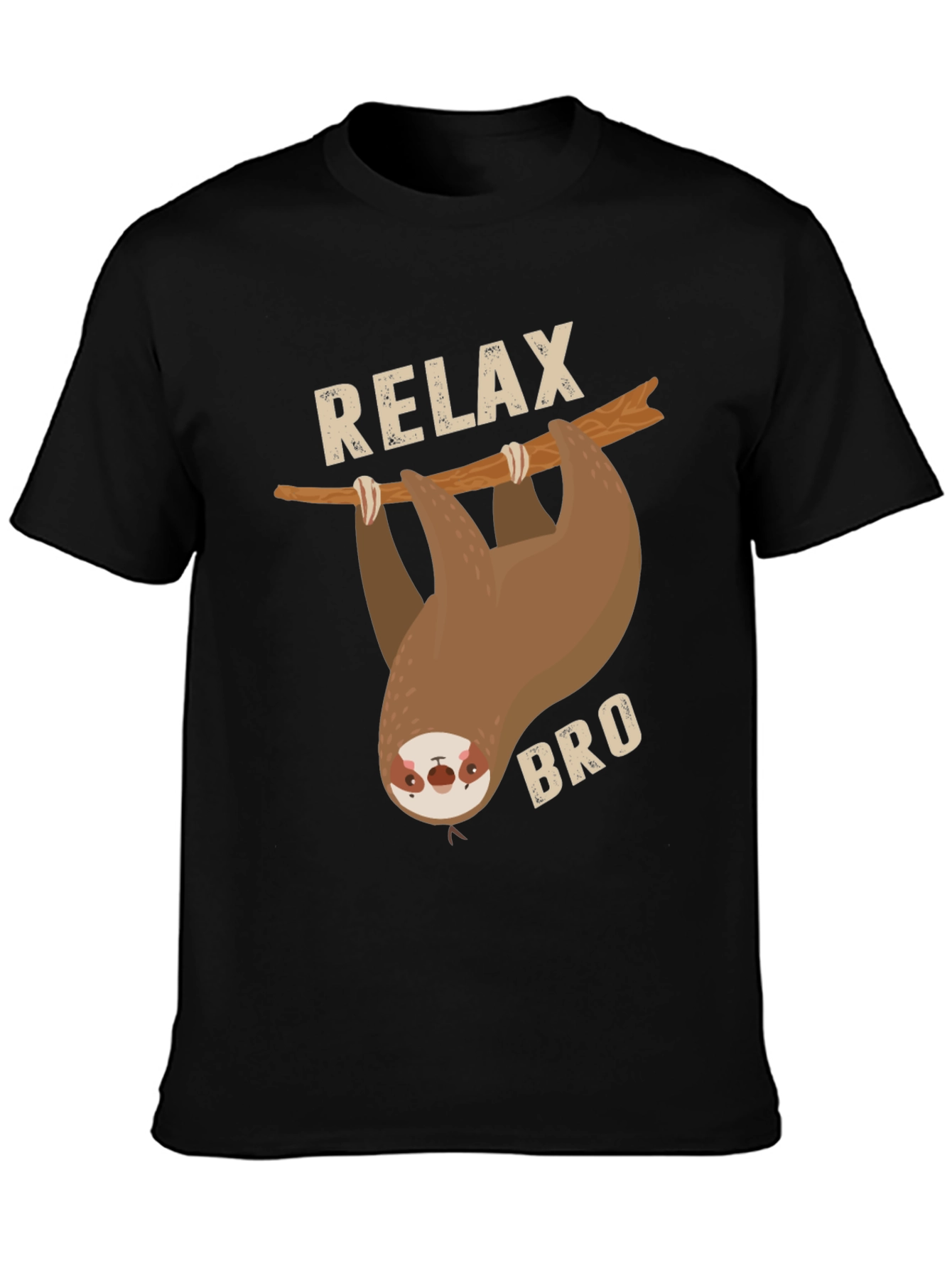 Black Relax Bro Sloth Graphic T-Shirt view 3