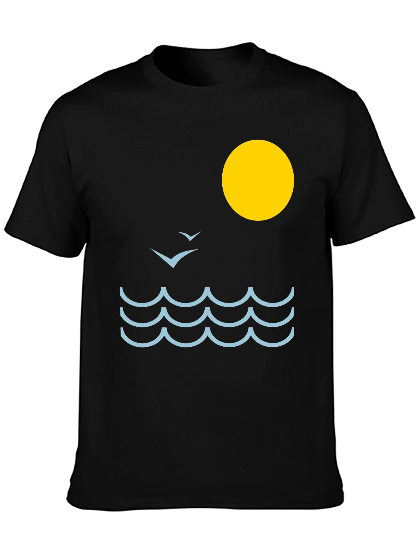 Black Ocean Wave Graphic Tee - Black Cotton Comfort view 3