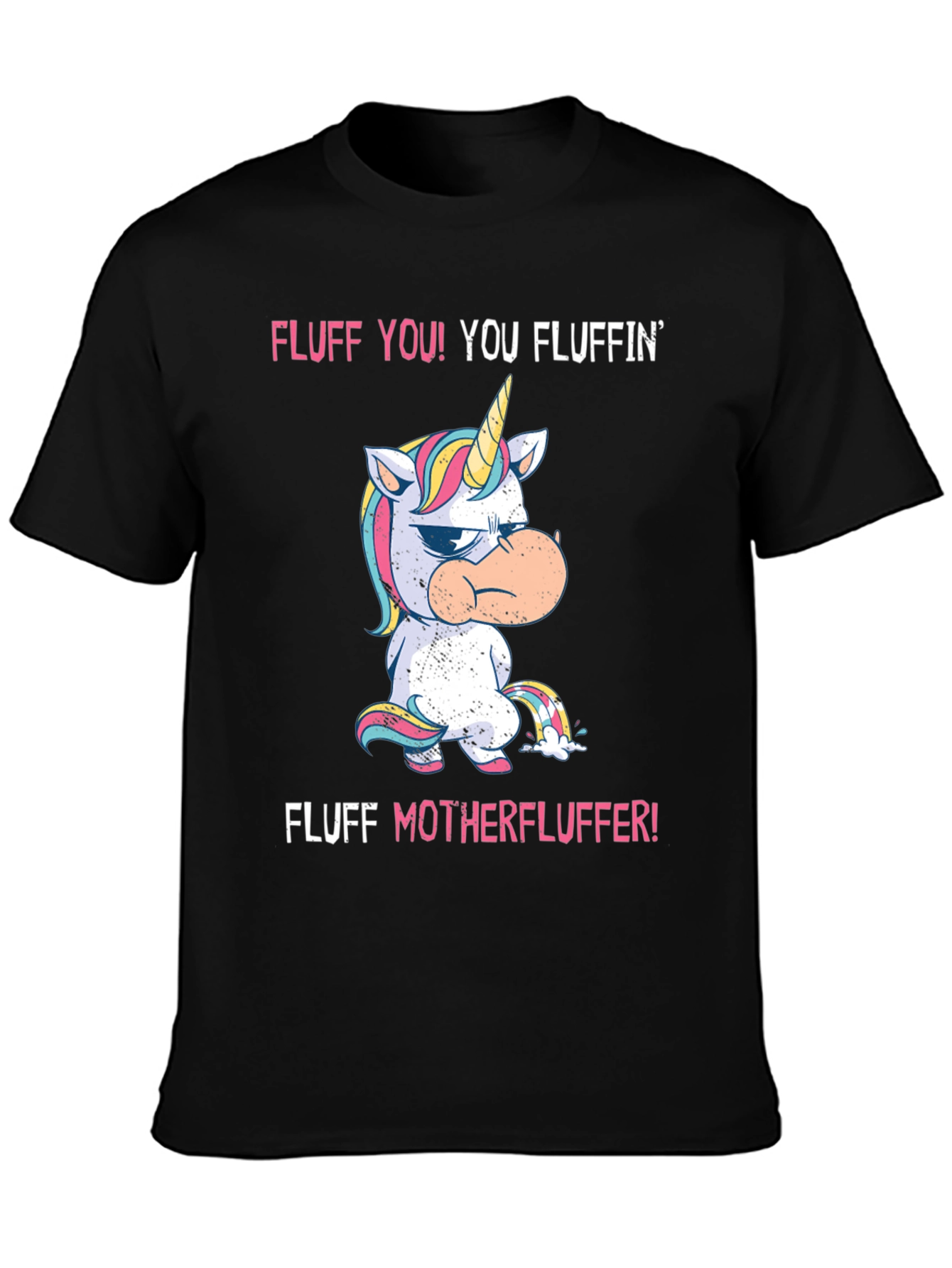 Black Fluff You! Unicorn Graphic Tee - Black Cotton view 3
