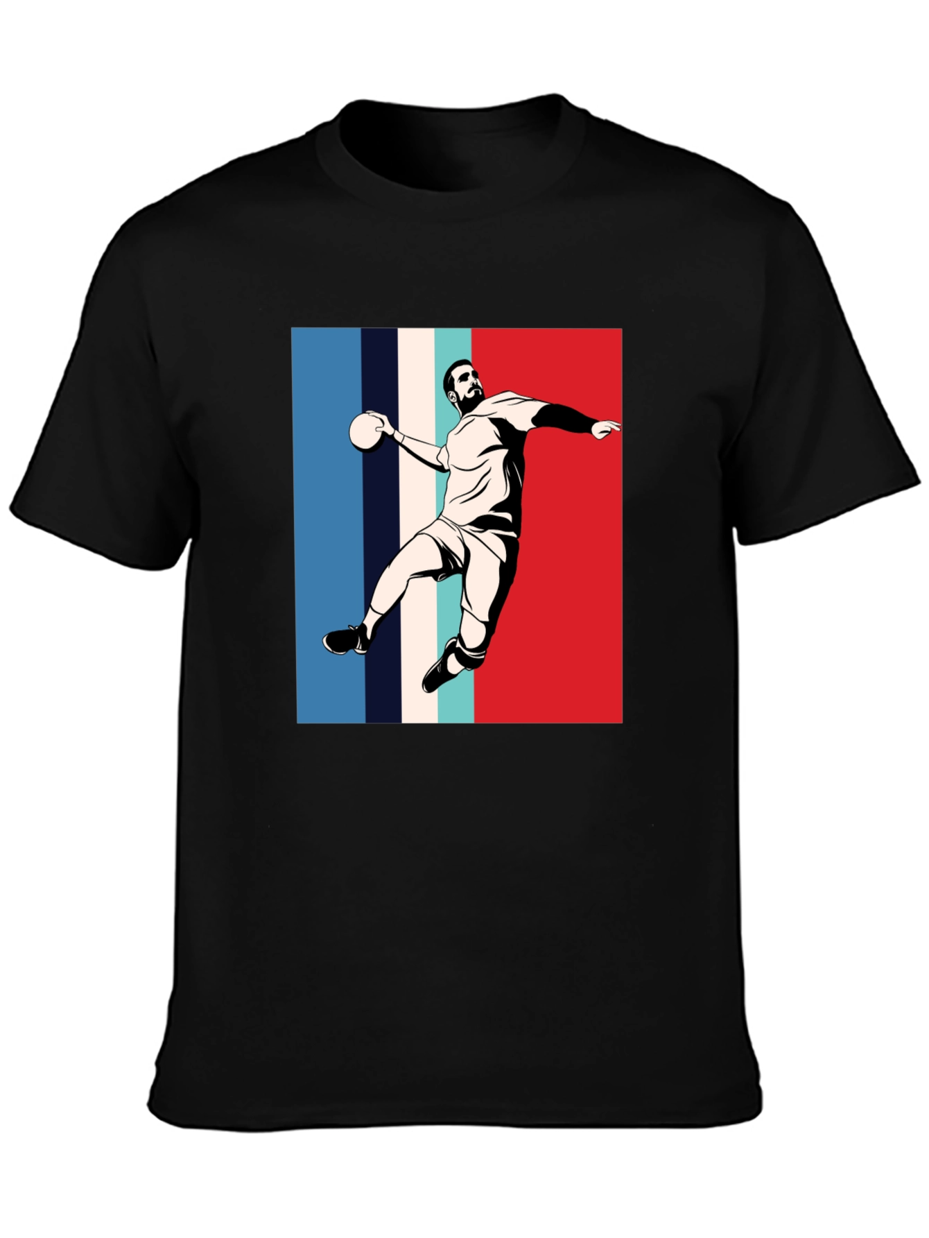 Black Handball Player Graphic T-Shirt view 3