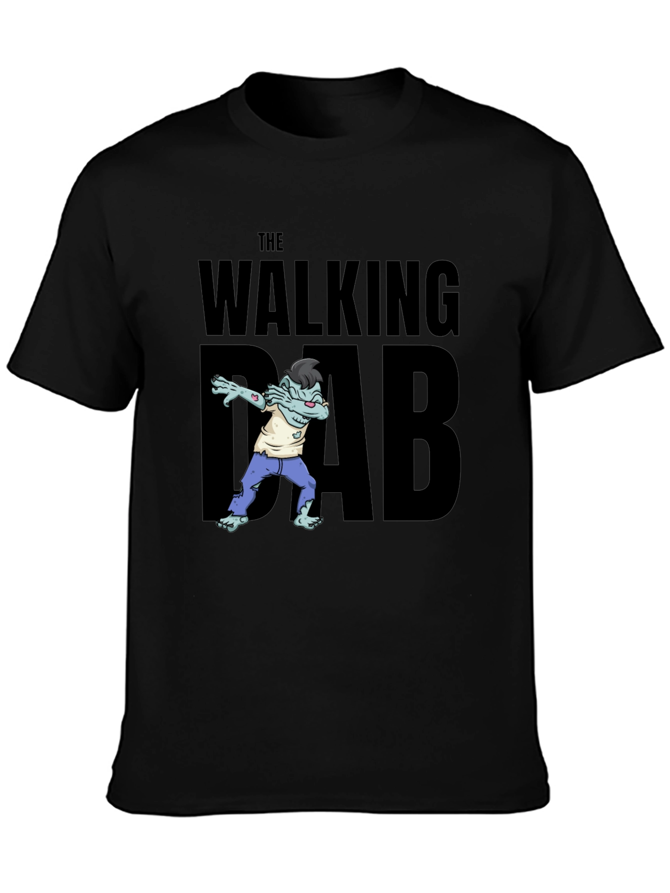 Black The Walking Dab T-Shirt - Funny Zombie Graphic Tee view 3
