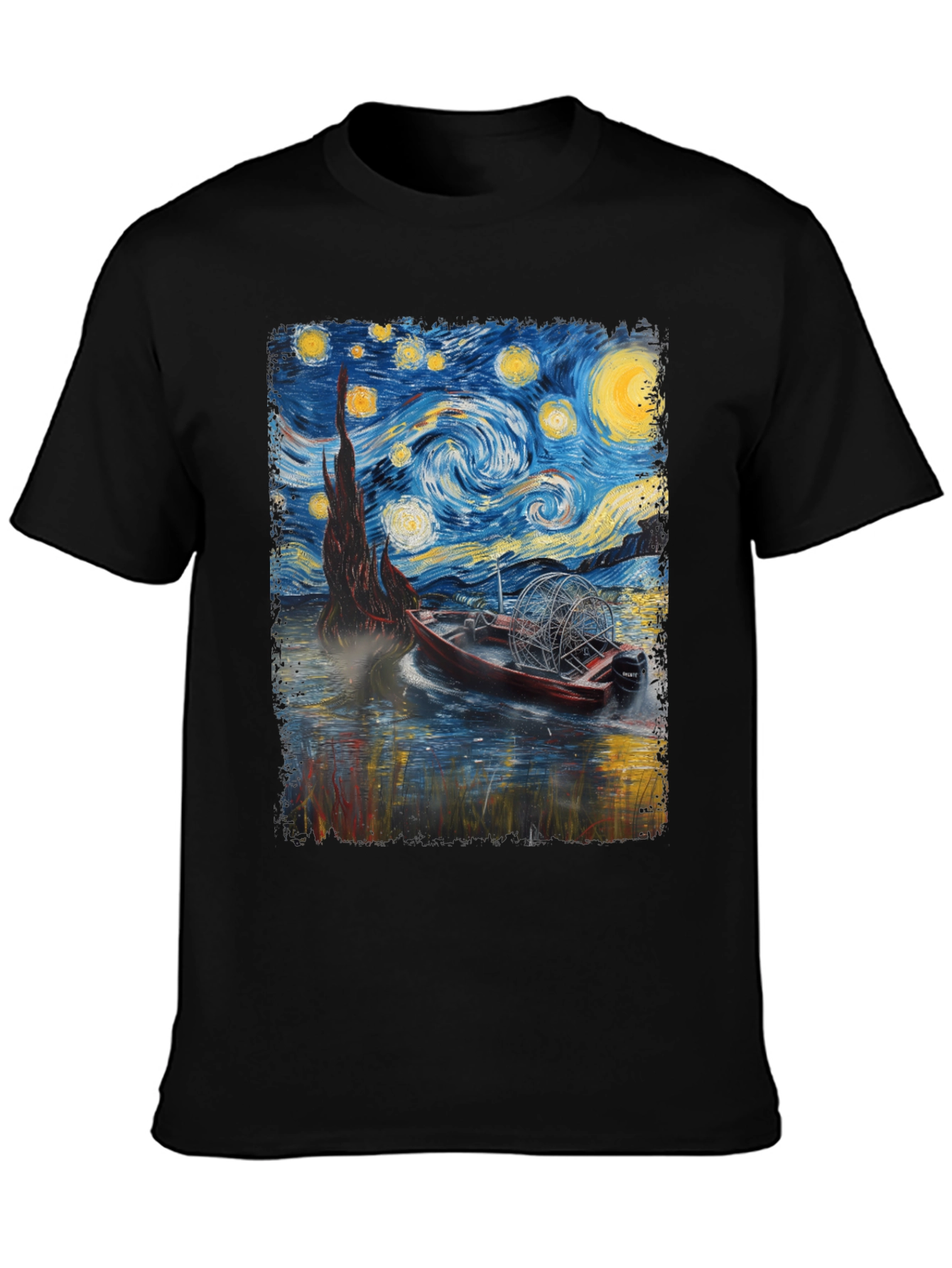 Black Starry Night Airboat T-Shirt view 3