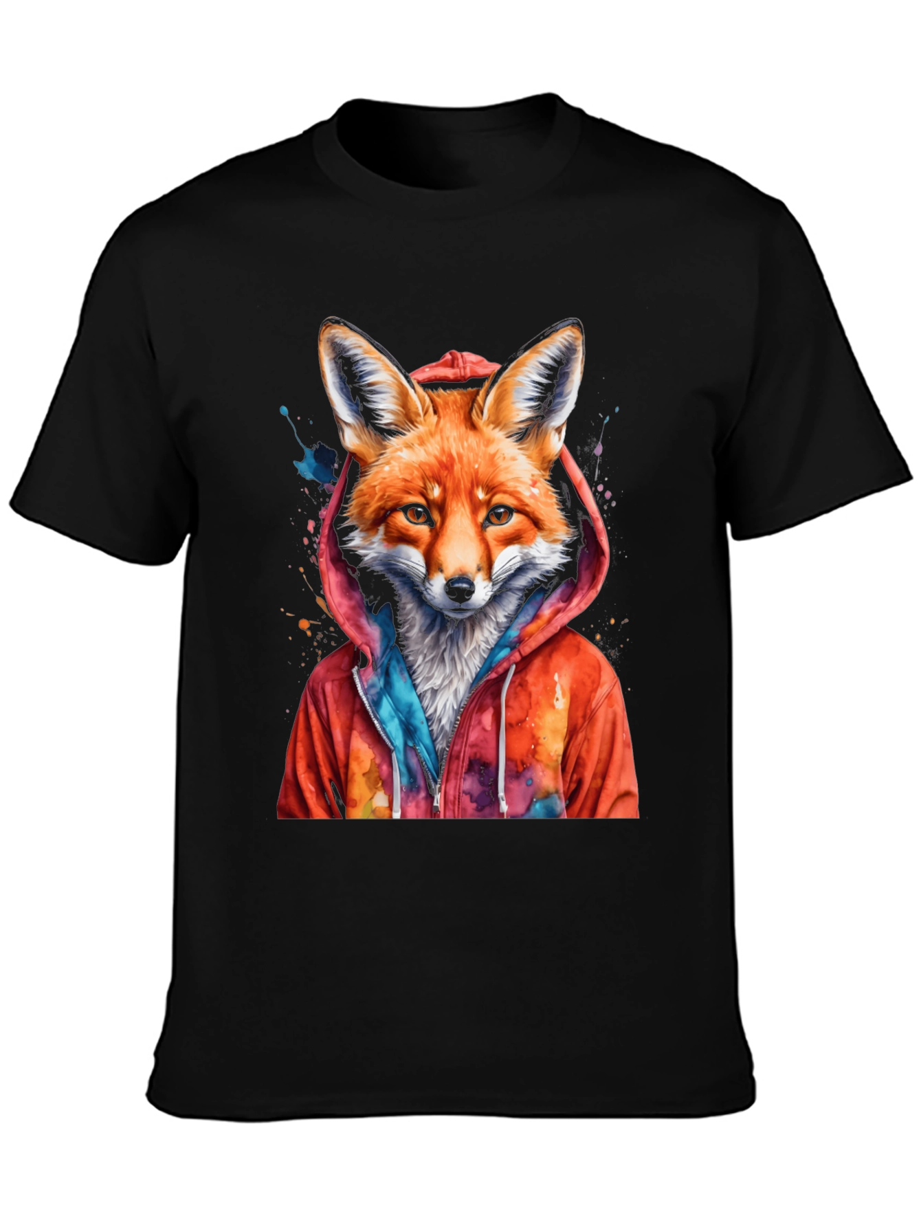 Black Fox in Hoodie Graphic Tee - Stylish & Unique! view 3
