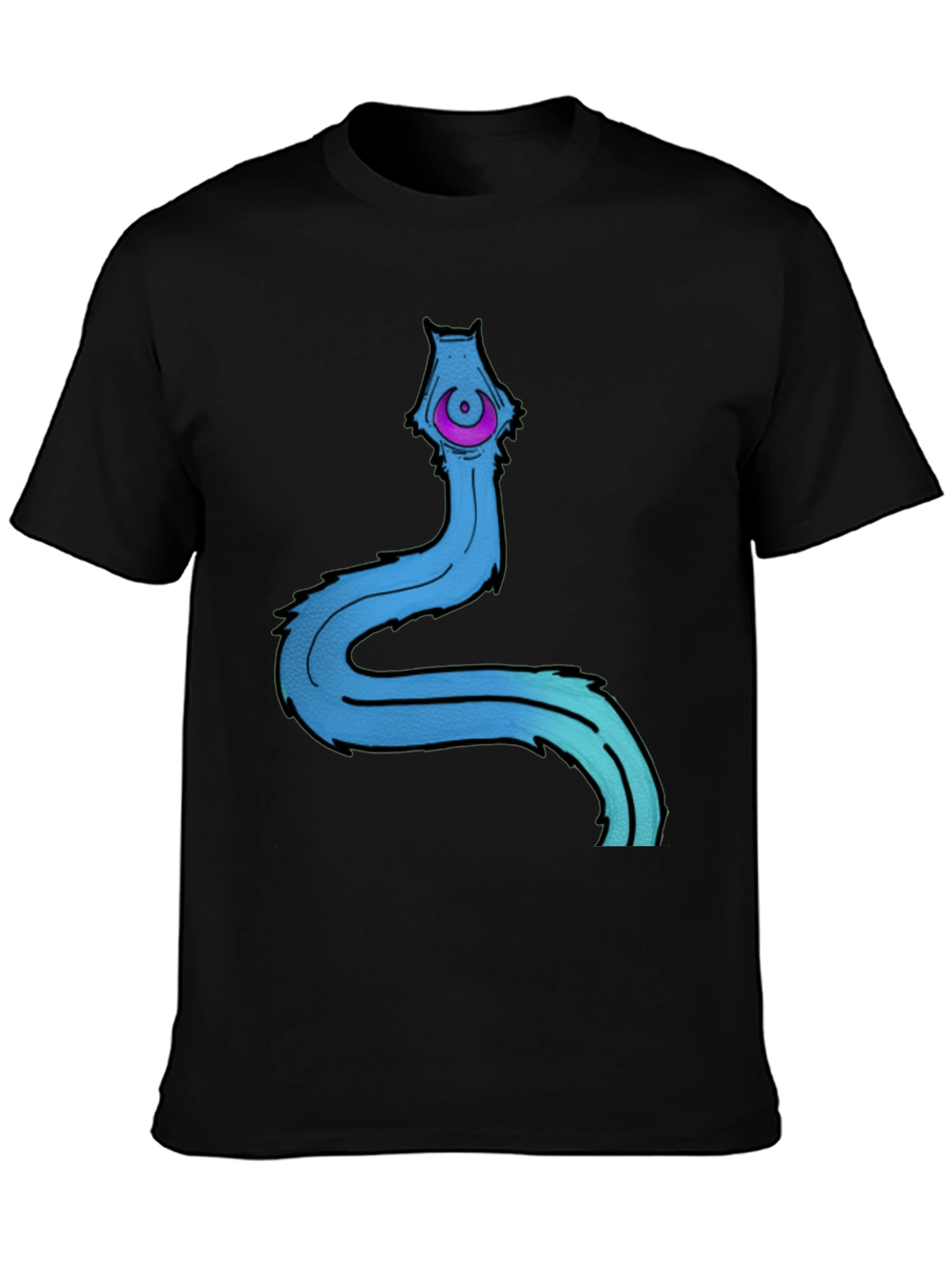 Men's Black T-Shirt with Cartoon Worm Graphic - 3