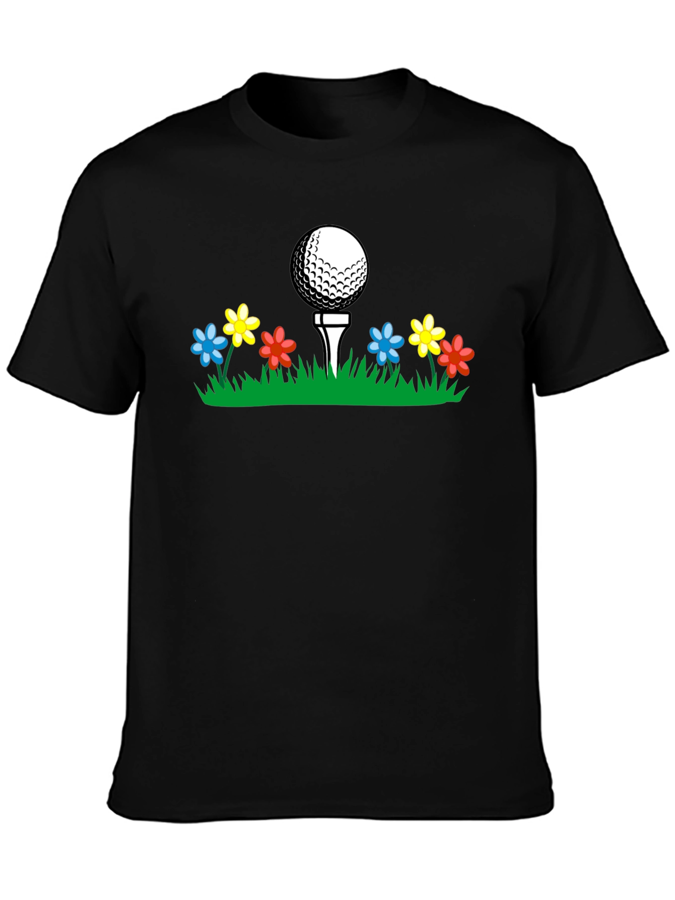 Black Golf Ball Tee Flower T-Shirt view 3