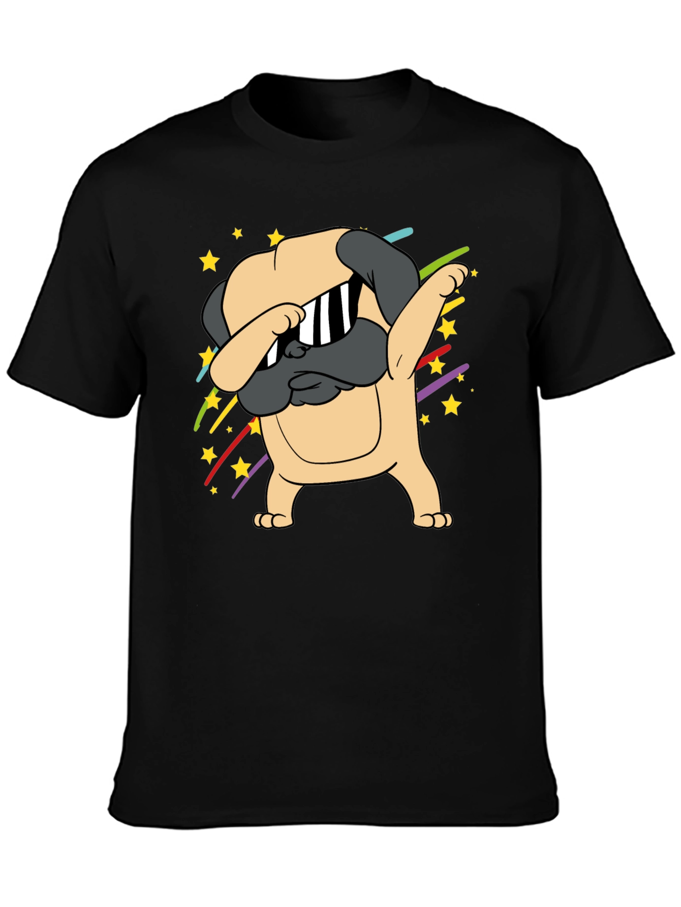 Black Dabbing Pug Graphic Tee - Trendy Dog Lover Shirt view 3