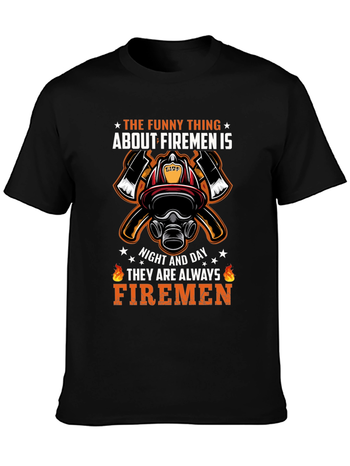 Black Firemen Graphic T-Shirt - Always Firemen Design view 3